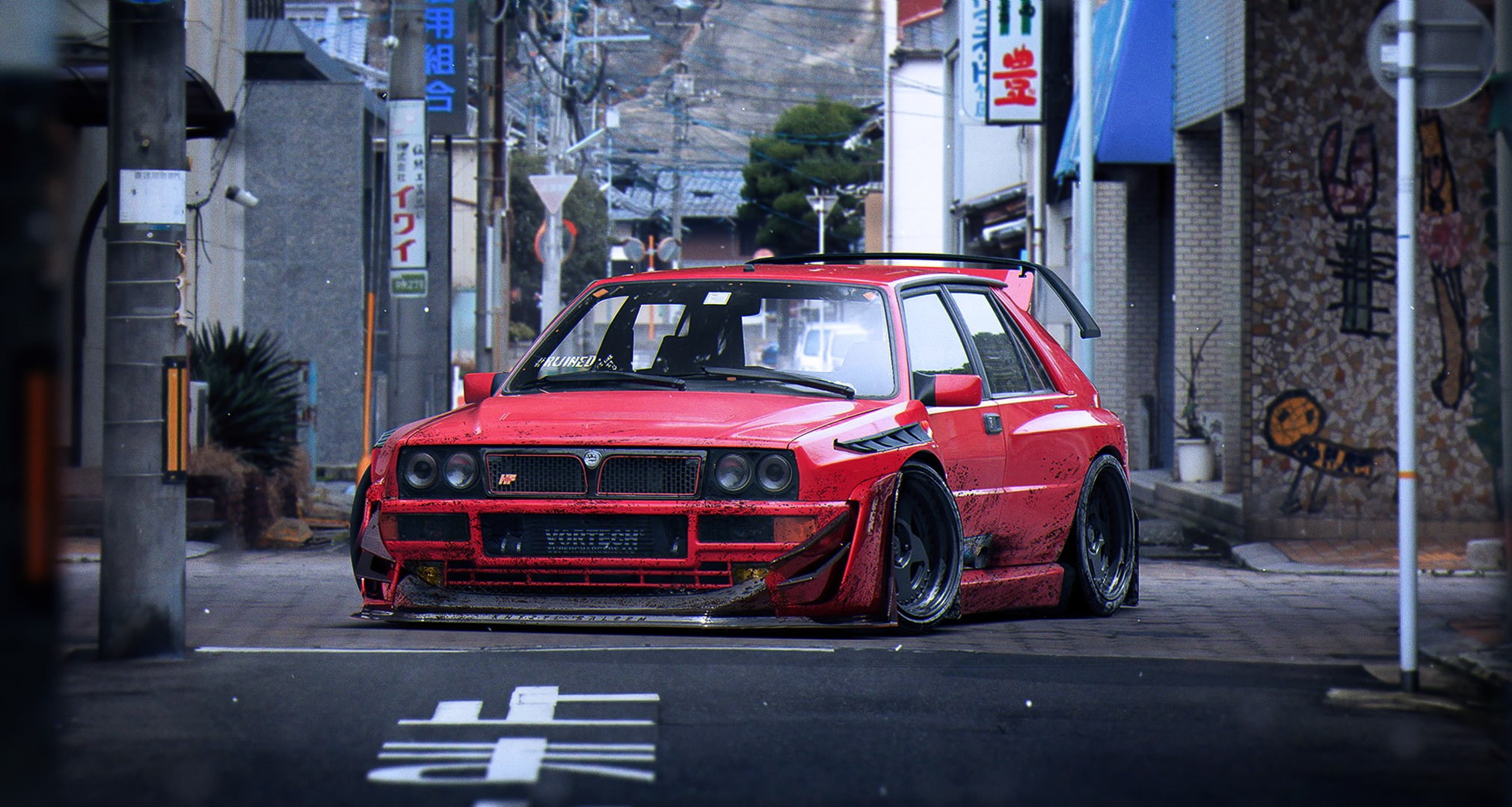 Integrale, 1080P, Red, Wheels, sedan, Future, Delta, Fifteen52, Tuning, by Khyzyl Saleem, Lancia, HD Wallpaper