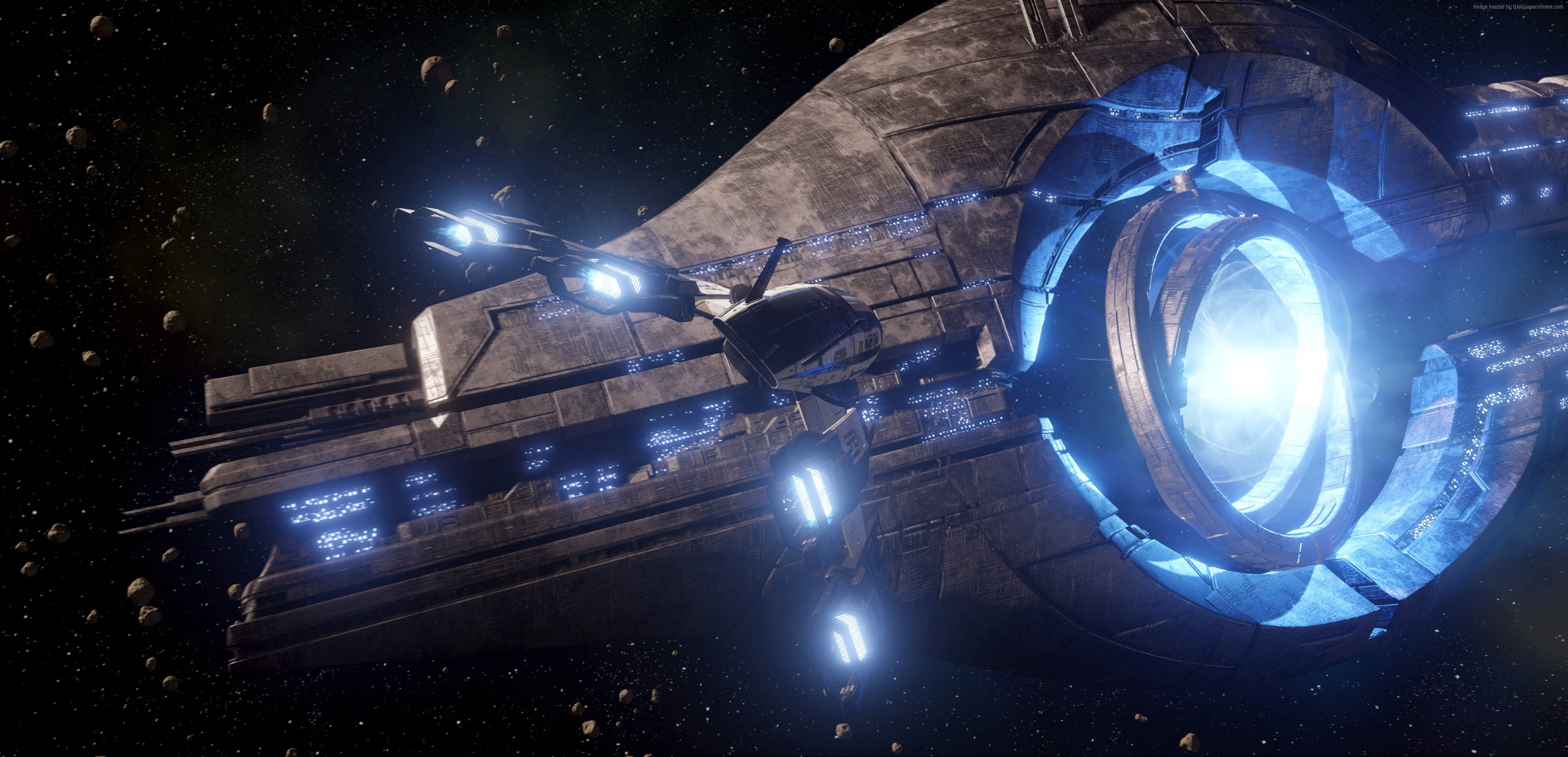 4K, screenshot, 4k, game, PC, sci-fi, Star Citizen, battle, spaceship, space simulator, 5k, HD Wallpaper