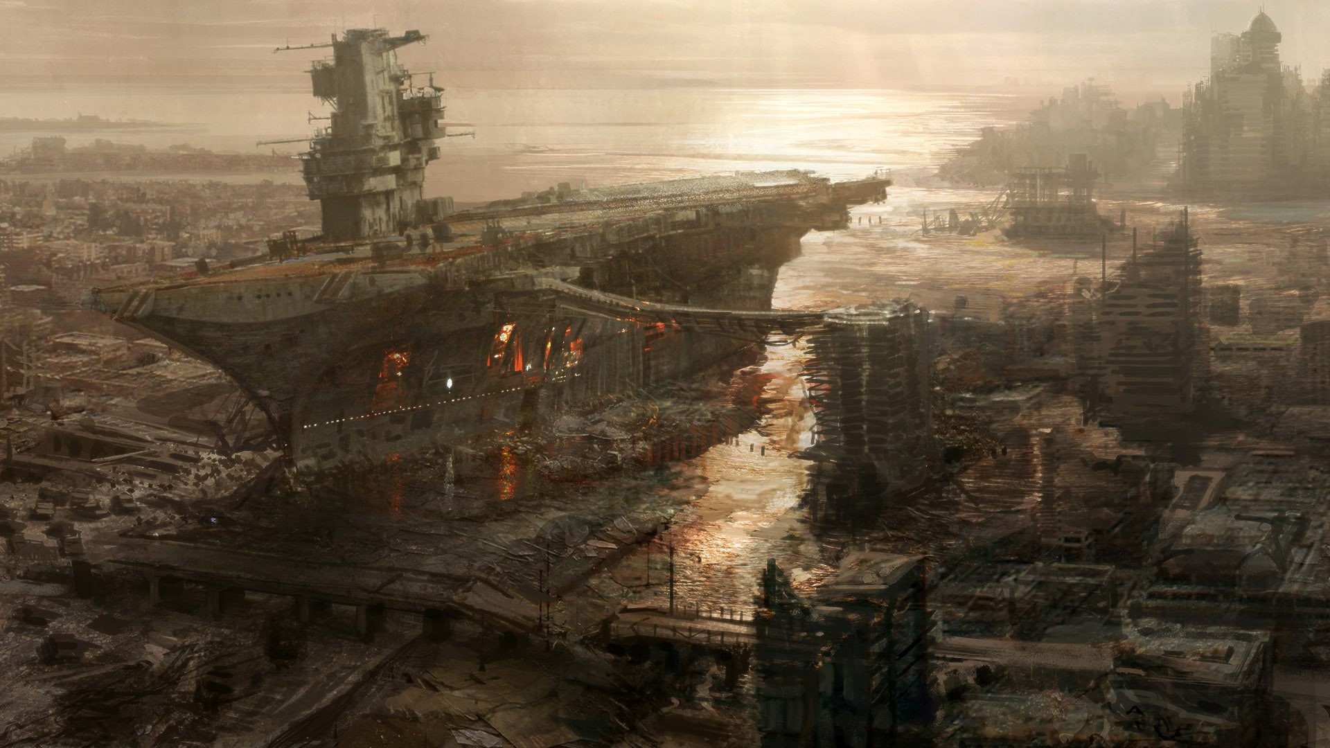Fallout 3, Rivet City, City, Sci Fi, 1080P, Fallout, Ship, HD Wallpaper