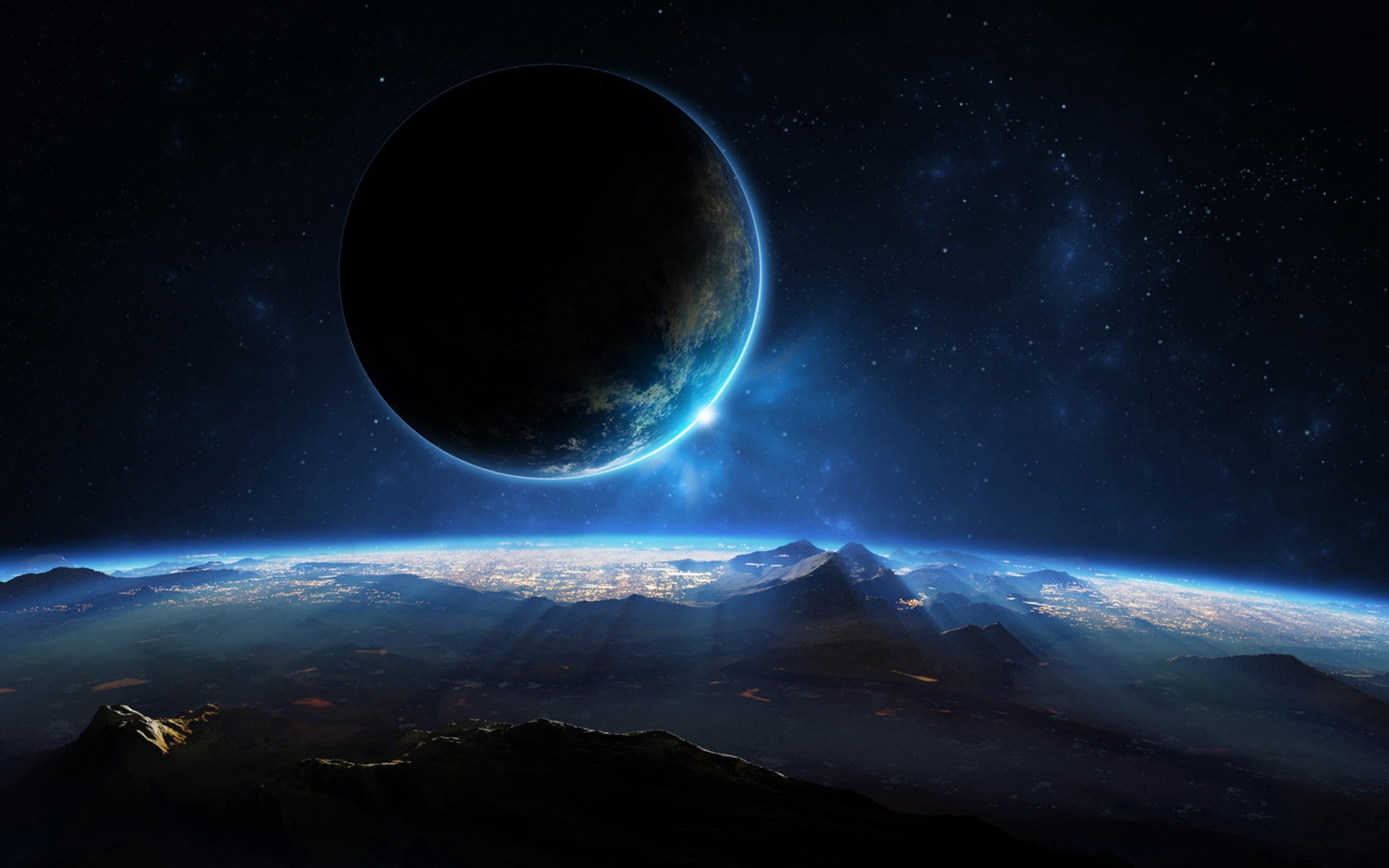 2K, Planet, Mountains, sci, fi, Space, Light, HD Wallpaper