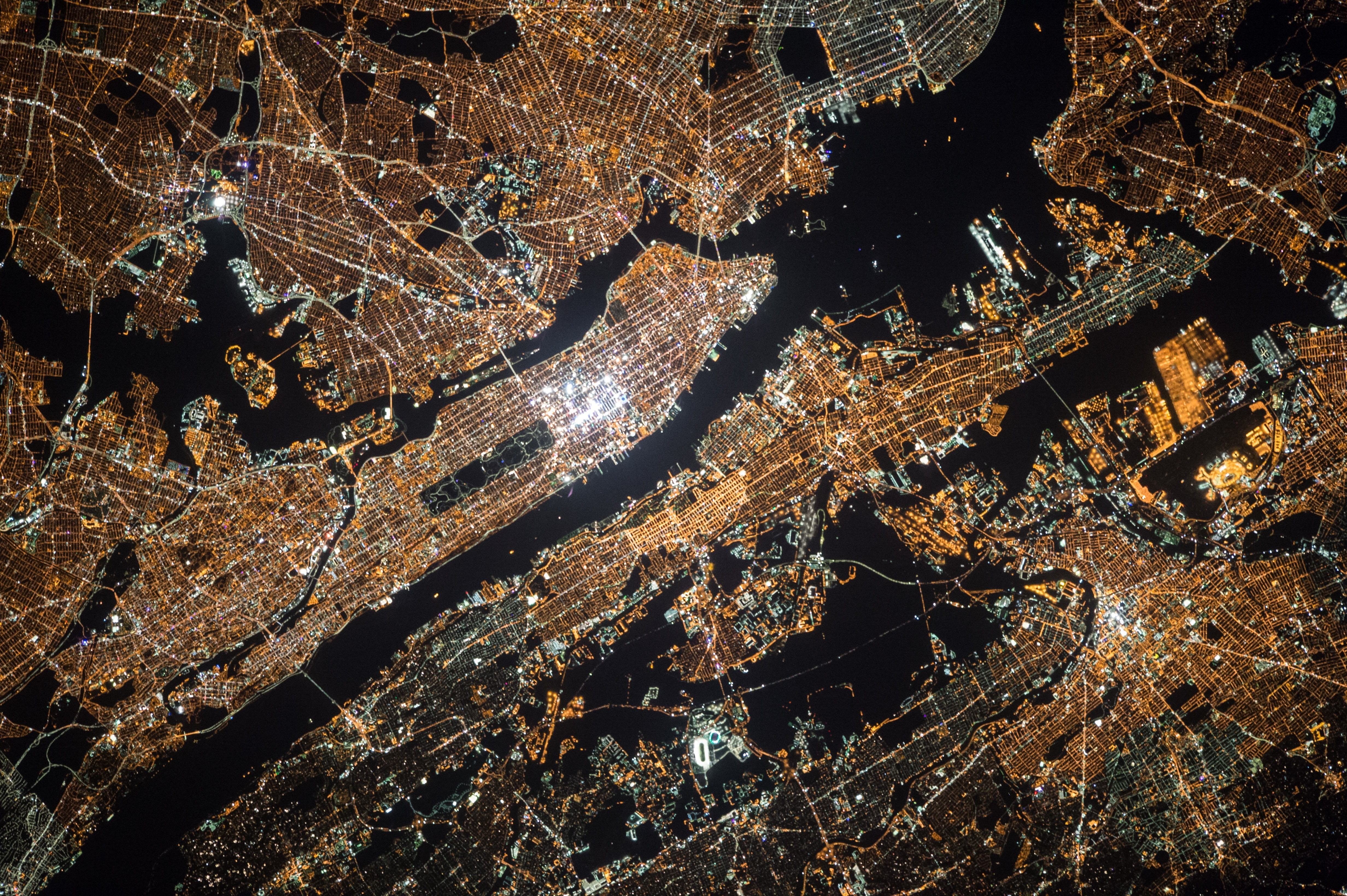 new york city, planet, close-up, earth, city, cold temperature, full frame, no people, 4K, lights, bright, vulnerability, textured, pattern, photo, winter, HD Wallpaper