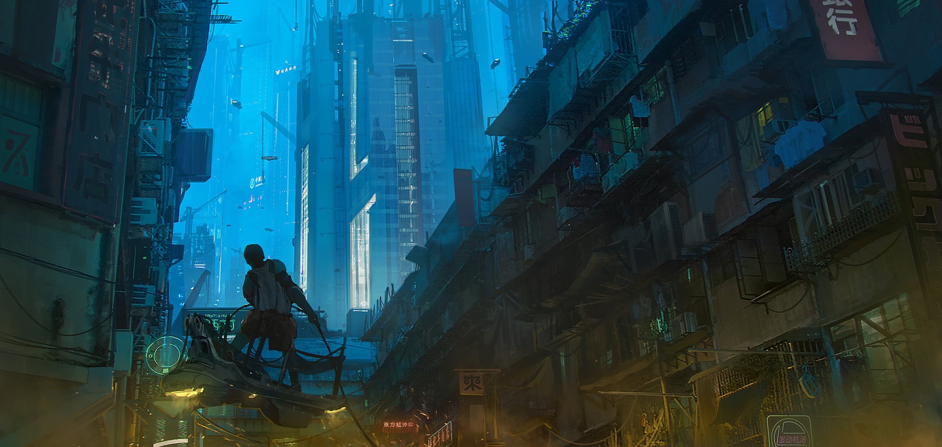  built structure, cityscape, fantasy art, building exterior, side view, person, street, Franklin Chan, building, men, office, architecture, full length, HD Wallpaper