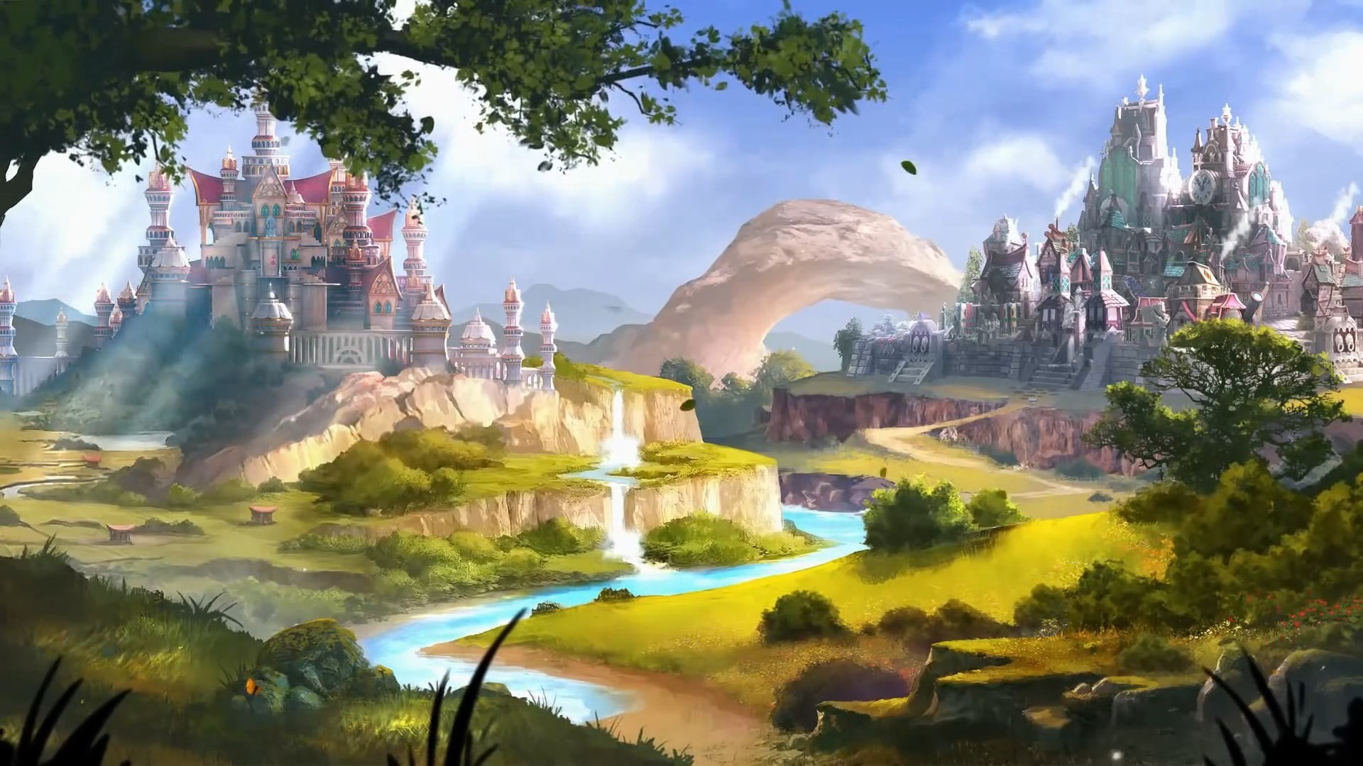 fantasy city, fantasy art, landscape, artwork, 1080P, HD Wallpaper