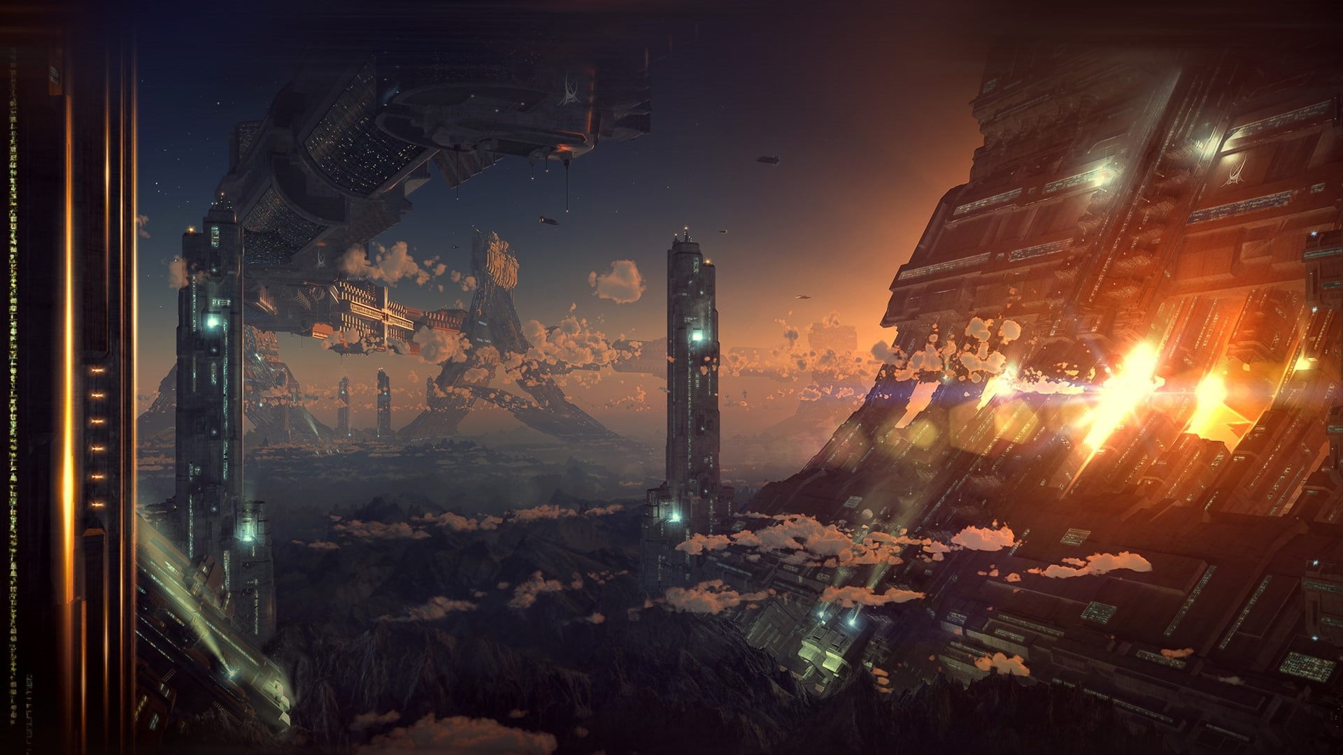 artwork, hd, art, fiction, Futuristic, cities, 1080P, x, science, future, HD Wallpaper