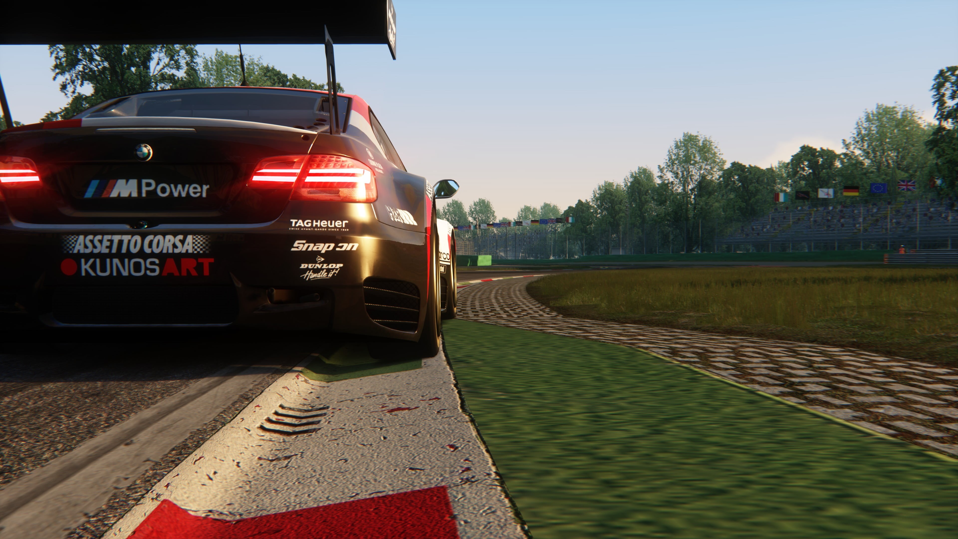 outdoors, communication, Assetto Corsa, transportation, video games, travel, downsampling, plant, vehicle, water, land vehicle, car, tree, red, motion, HD Wallpaper