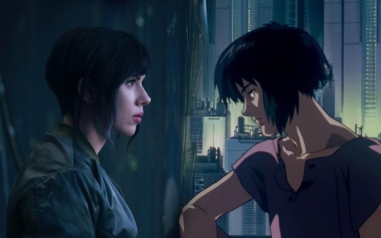 Scarlett Johansson, anime, 480P, Kusanagi Motoko, blue hair, Ghost in the Shell, cyborg, movies, HD Wallpaper