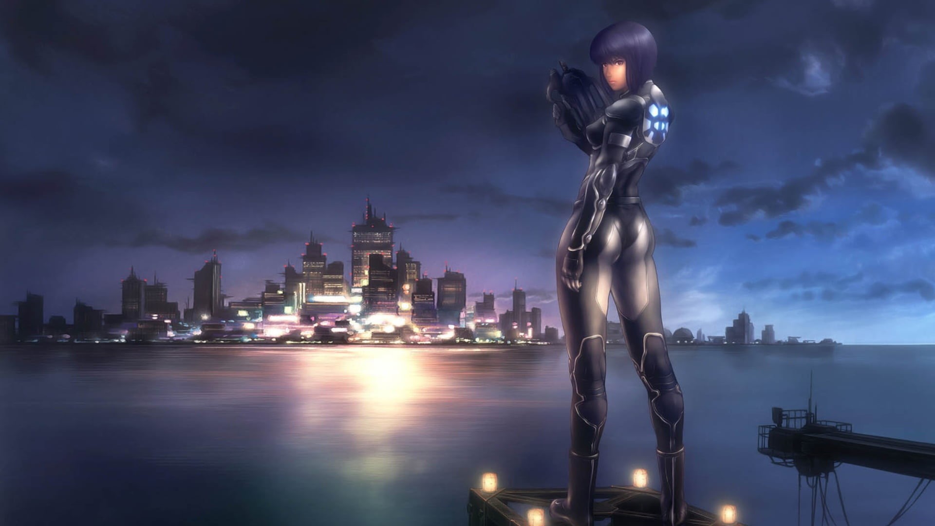 night, illuminated, cloud - sky, human representation, female, anime girls, contemplation, business, building, no people, sky, city, men, cityscape, HD Wallpaper