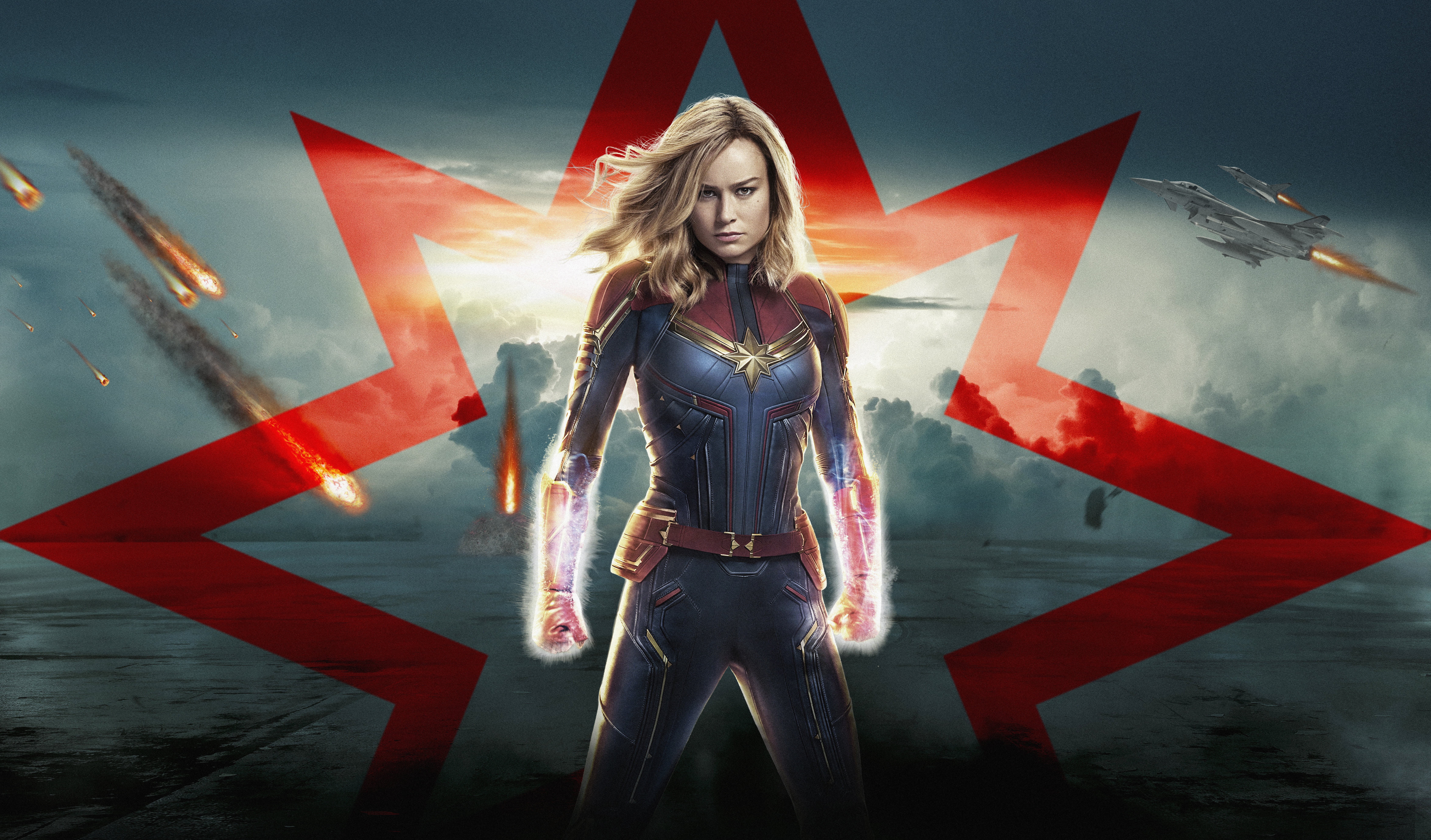 Carol Danvers, Jude Law, Sci-Fi, Stars, Space, Powerful, Brie Larson, Eyes, Female, Women, Lady, Face, Spacecraft, Carol, Marvel Studios, Warrior, Fighter, HD Wallpaper