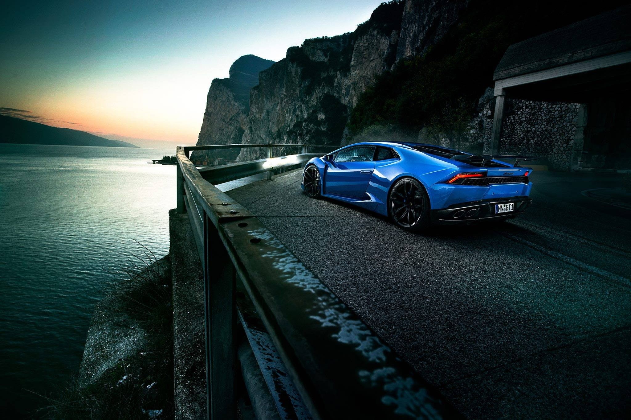 Lamborghini, motor vehicle, motion, Lamborghini Huracan, day, water, nature, transportation, mode of transportation, outdoors, road trip, travel, sunset, HD Wallpaper