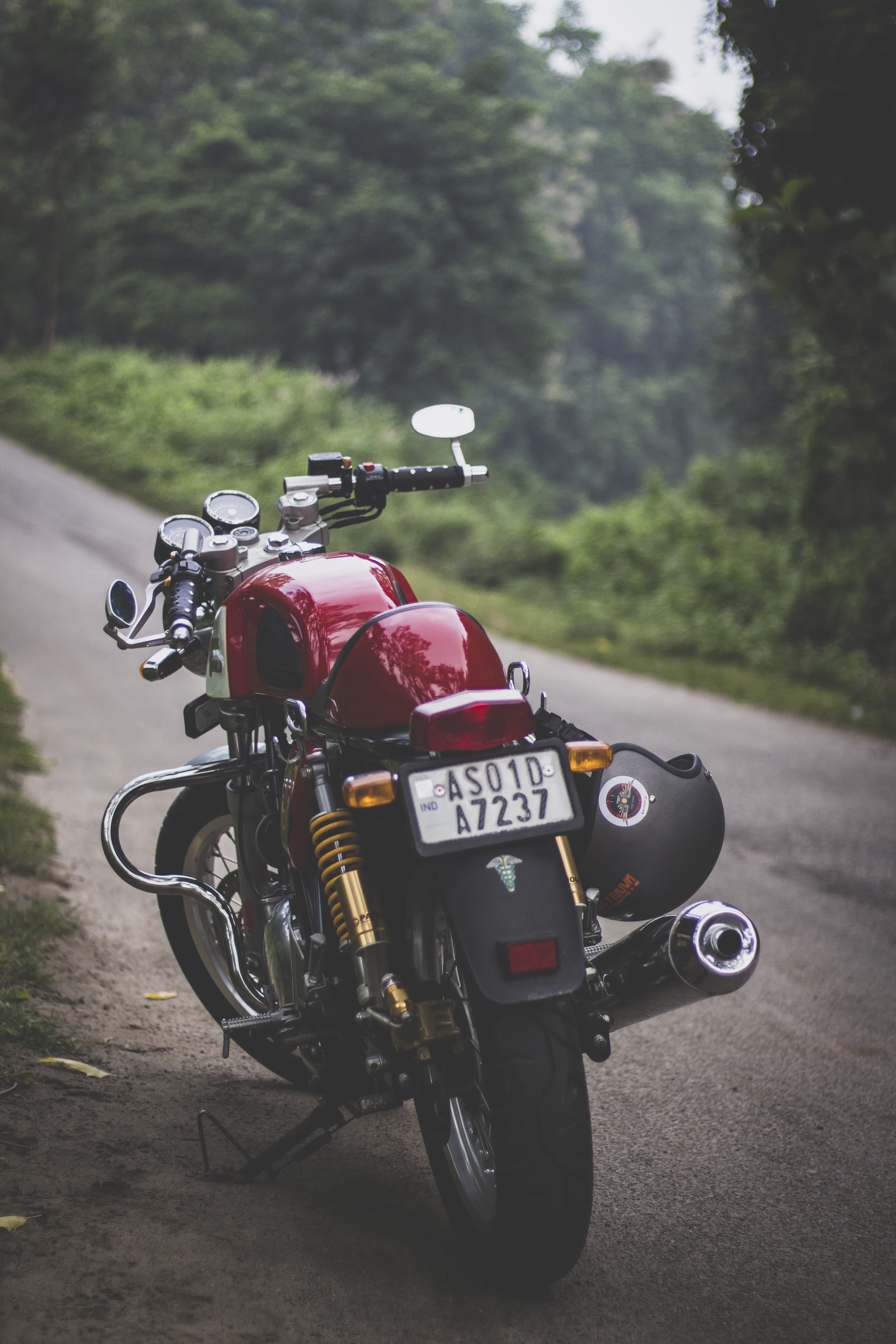 triumph thruxton, 5K, road, guwahati, transportation, nature, travel, no people, stationary, motorcycle, focus on foreground, parking, mode of transportation, Phone HD Wallpaper
