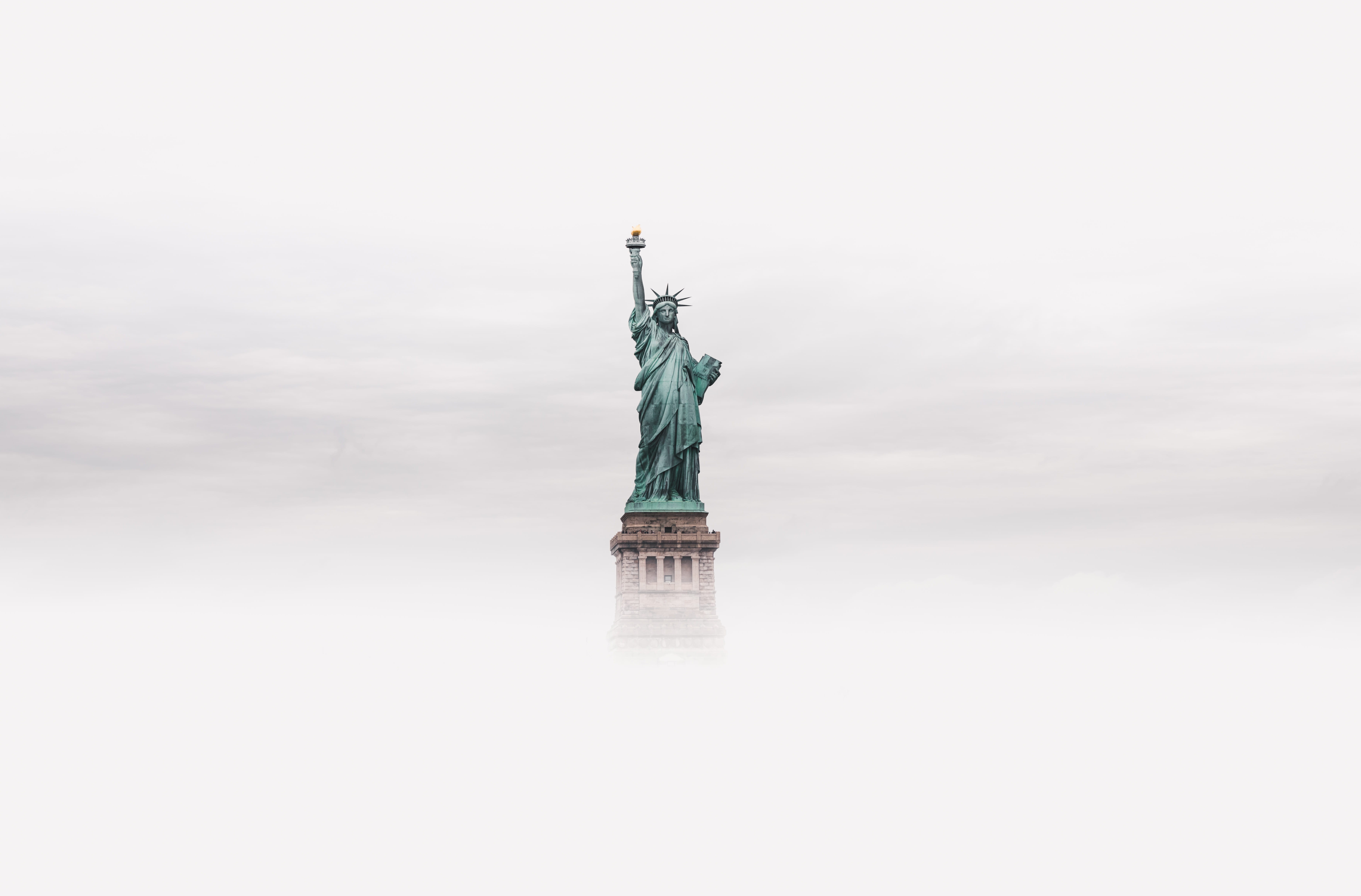 tourism, flaming torch, cloud - sky, travel, copper, new york, 5K, human representation, freedom, tall, foggy, the past, no people, lady, monument, america, HD Wallpaper