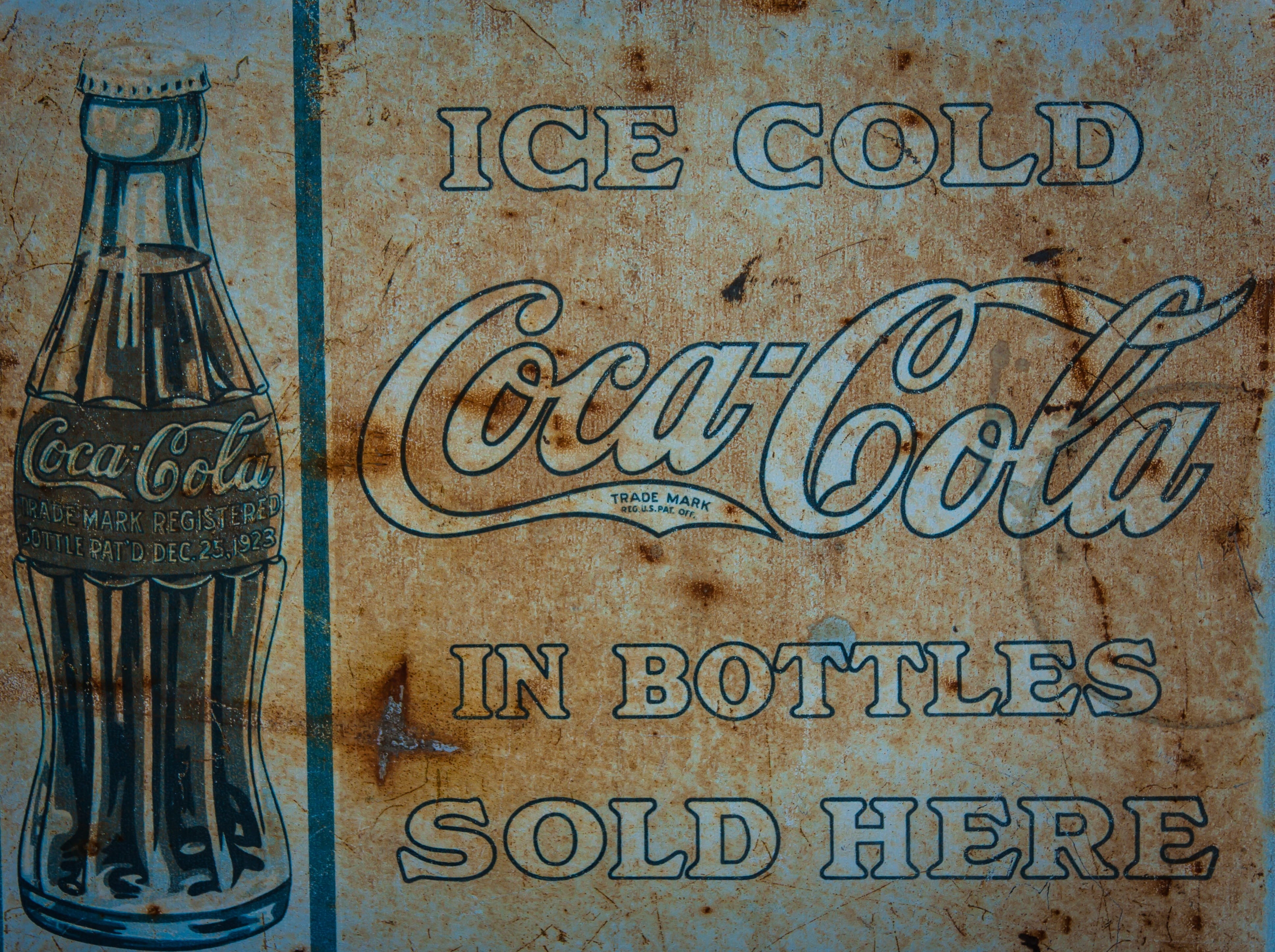 brown, refreshment, sign, drink, paper, cold, western script, full frame, Coca Cola, bottles, white, Nostalgia, cola, beverage, art and craft, emotion, HD Wallpaper