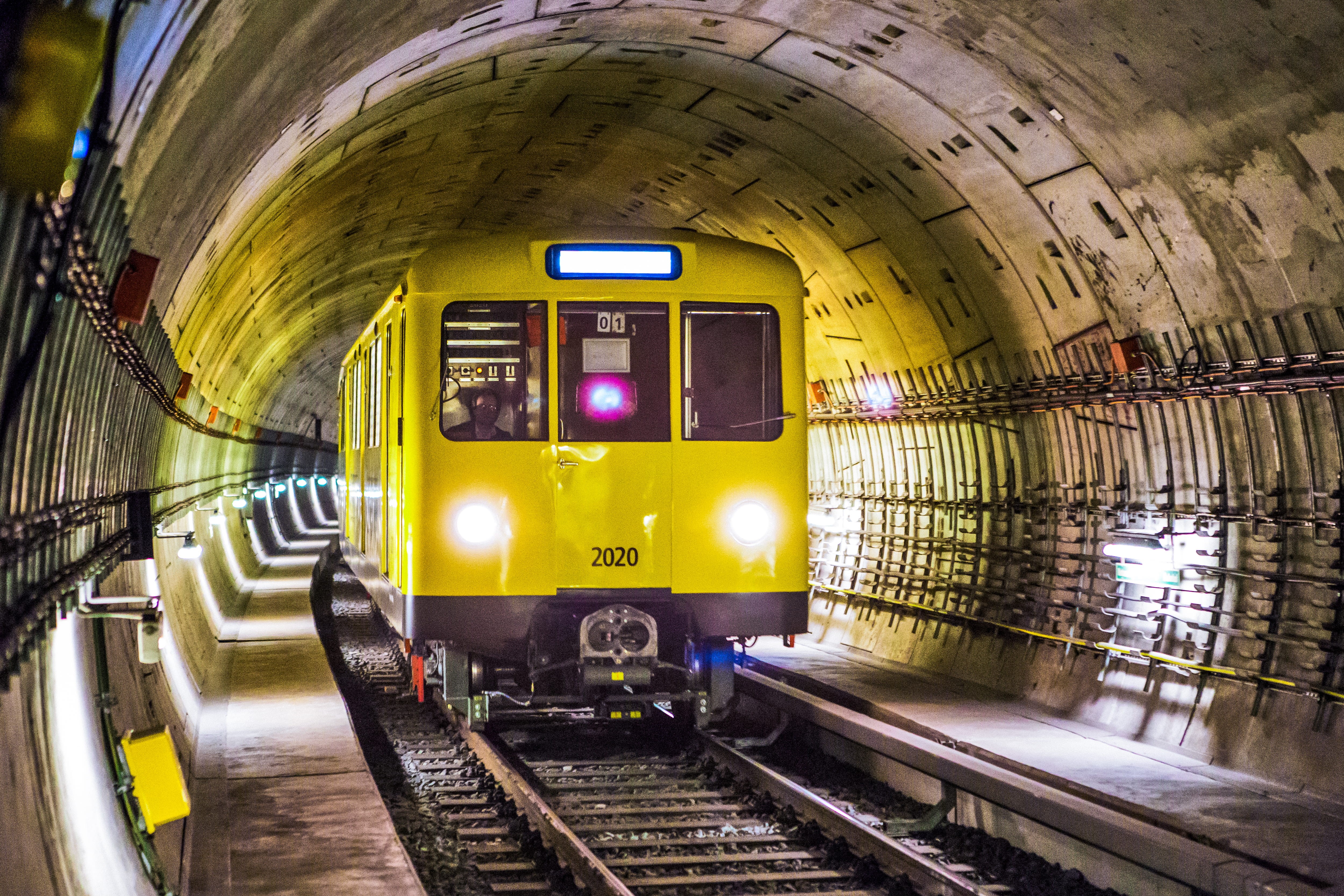 illuminated, subway system, modern, train, underground, architecture, public transportation, concrete, locomotive, built structure, urban, berlin, train tracks, HD Wallpaper
