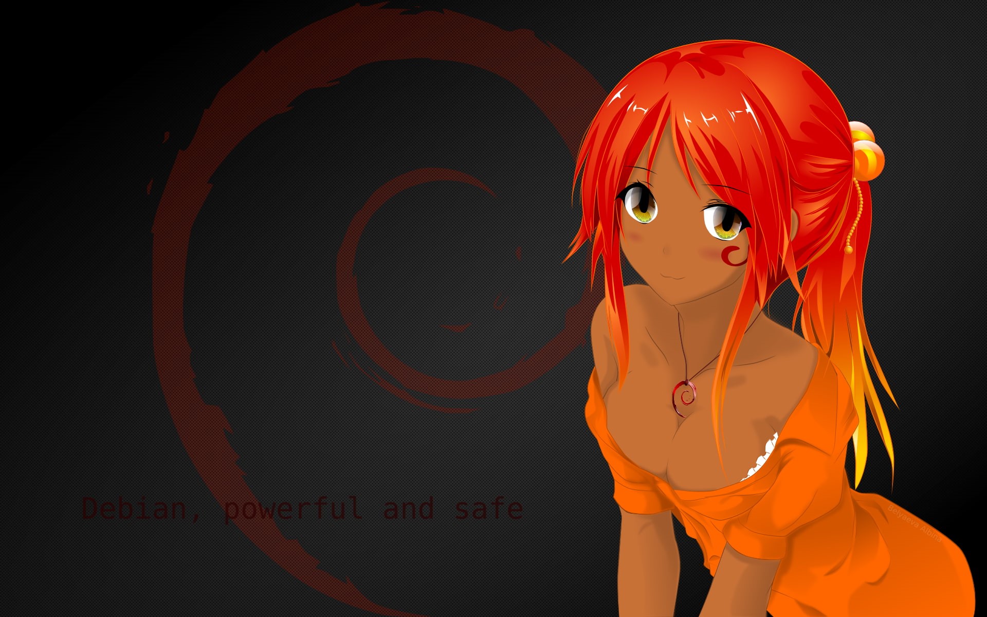 anime girls, representation, os-tan, colored background, Debian, creativity, plastic, studio shot, close-up, black background, human representation, Linux, HD Wallpaper