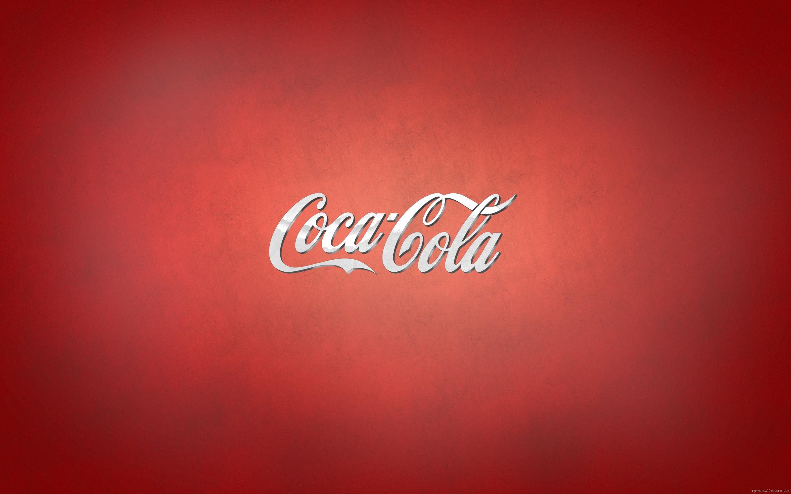 coca, cola, logo, background, brand, 2K, red, HD Wallpaper
