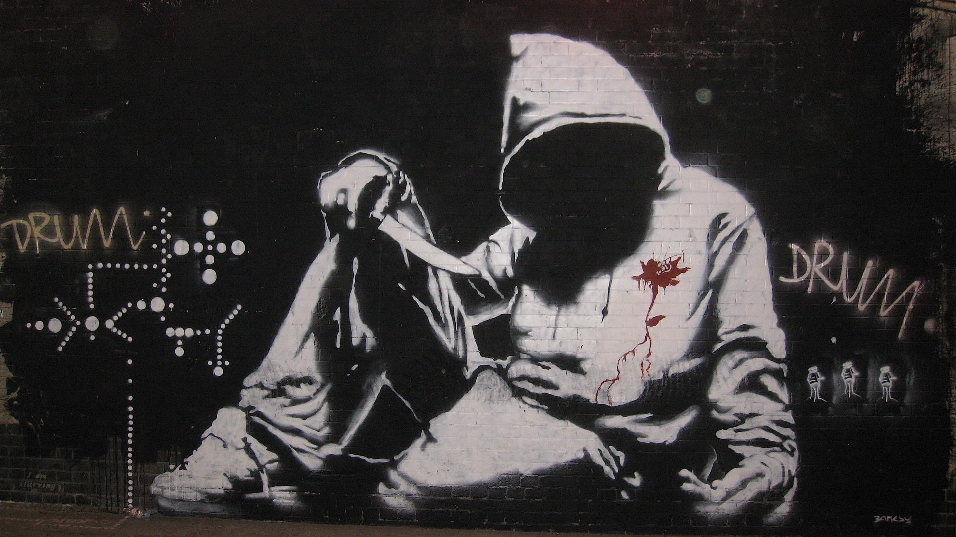 graffiti, banksy, 1080P, digital/artwork, hd, HD Wallpaper