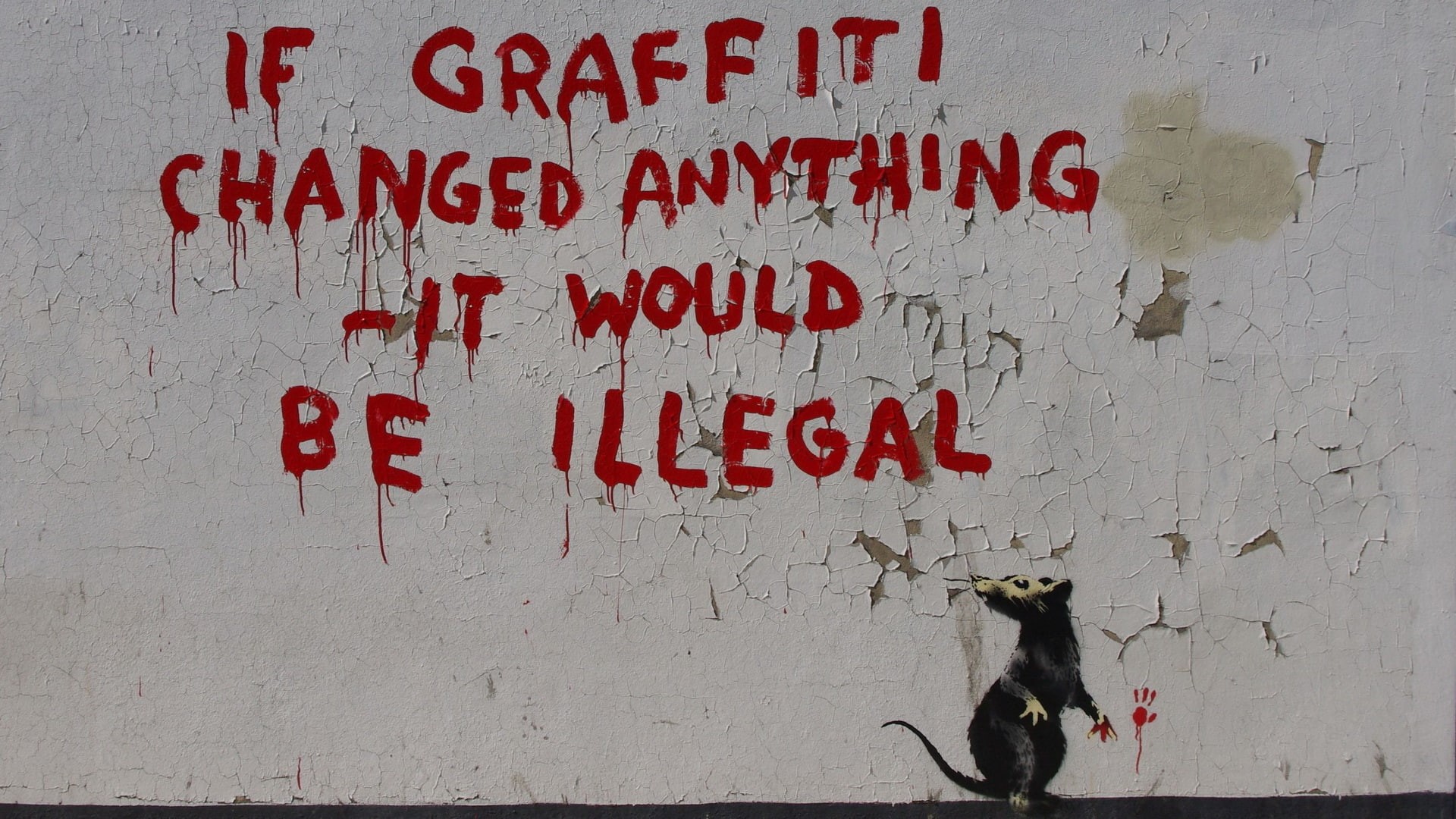 graffiti, 1080P, anything, changed, banksy, digital/artwork, hd, illegal, rat, HD Wallpaper