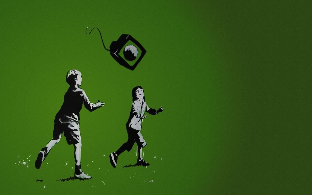 hd, banksy, digital/artwork, 720P, graffiti, green, HD Wallpaper