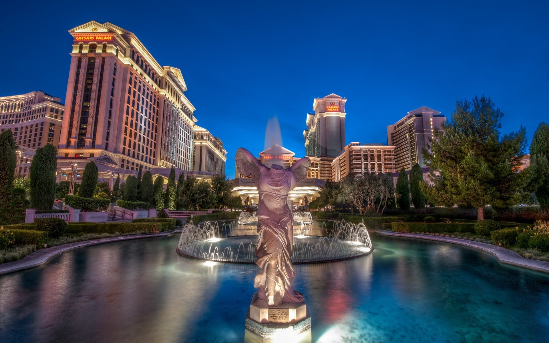 caesars palace, headless, white, USA, caesars, statue, sky, Las Vegas, 1080P, las, Casino, vegas, fountain, palace, HD Wallpaper