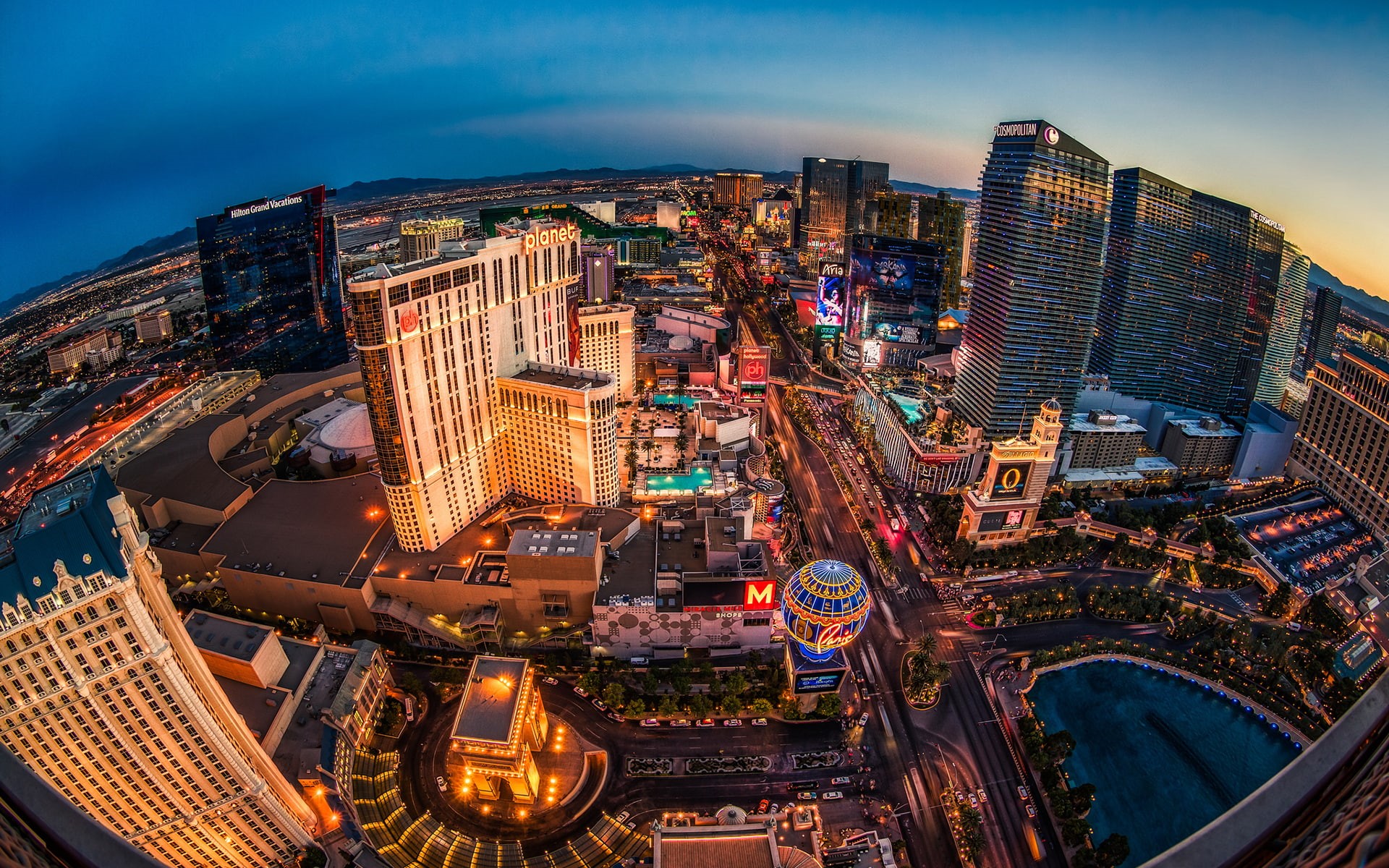 vegas, hd, las, cityscape, 1080P, fisheye, buildings, HD Wallpaper