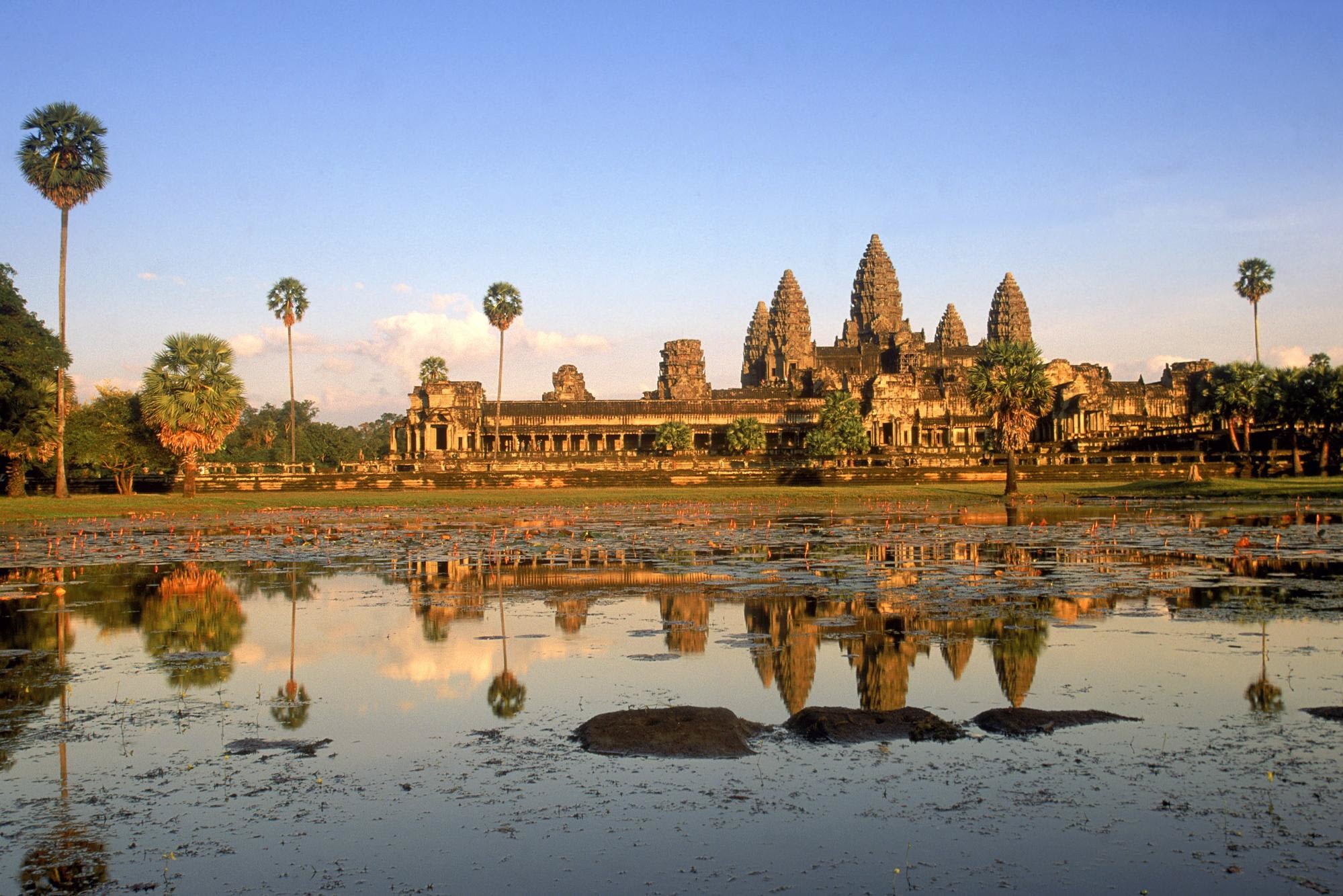 temple, ancient civilization, ancient, spirituality, angkor, cambodia, travel Destinations, archaeology, 1080P, siem Reap, stupa, india, no people, water, HD Wallpaper