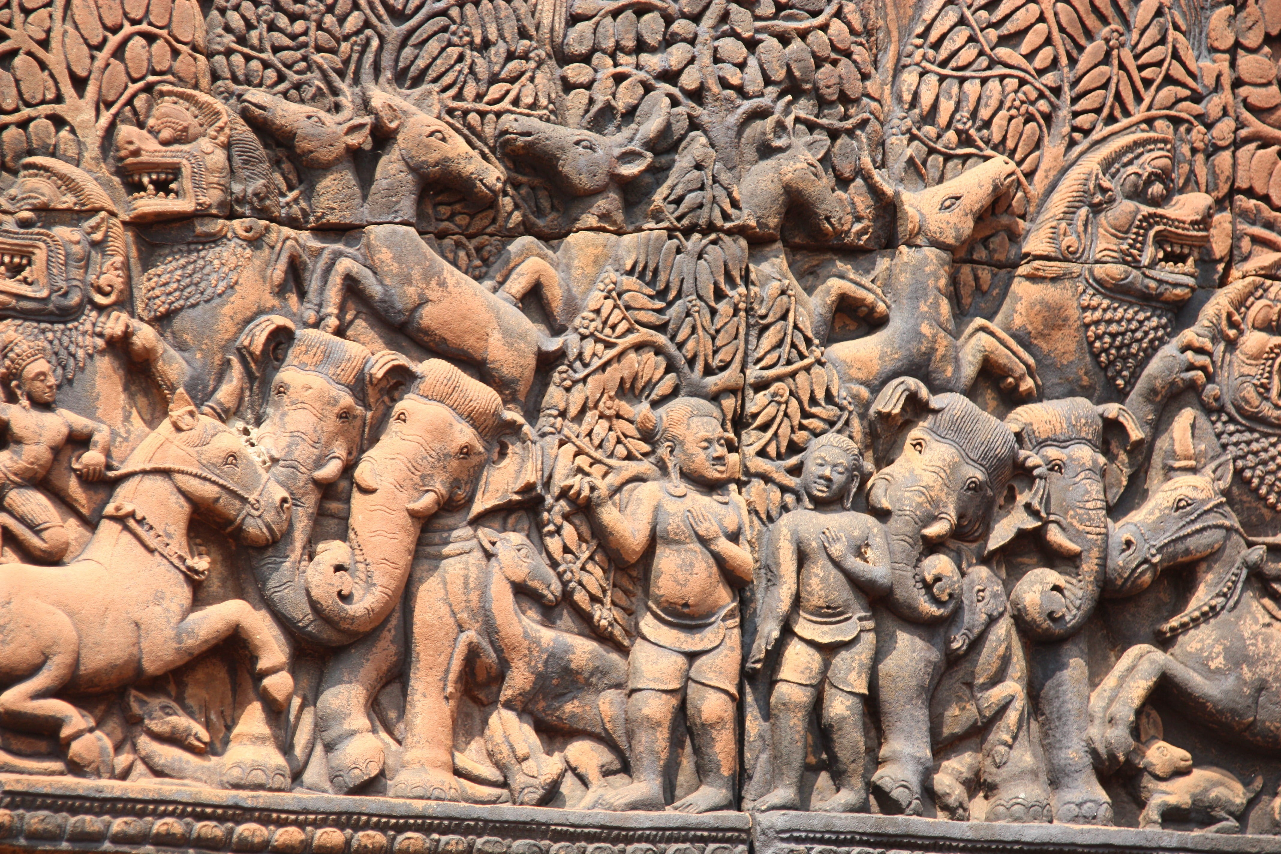 temple complex, 4K, statues, built structure, day, the past, belief, male likeness, ancient, southeast, human representation, carving - craft product, HD Wallpaper