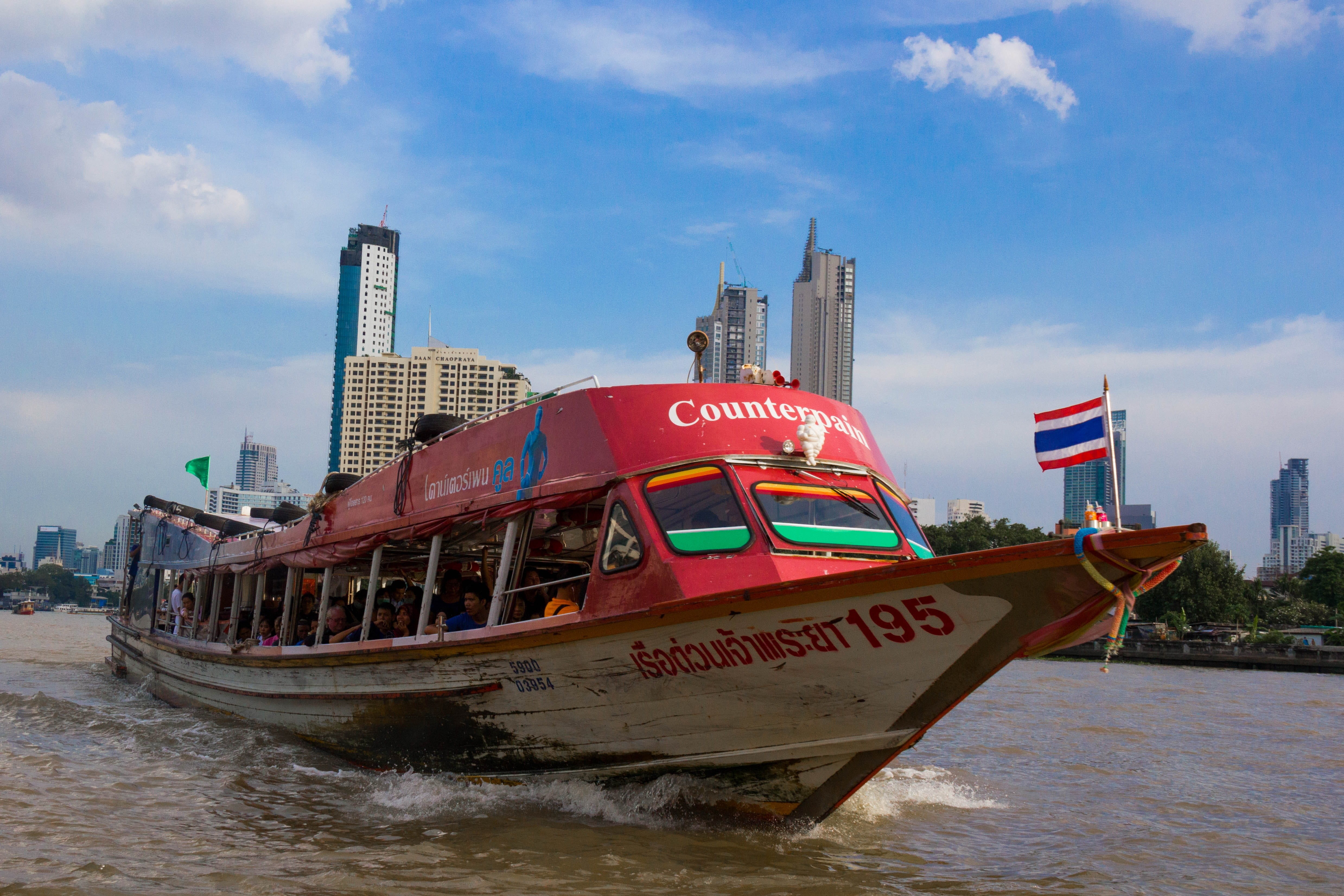 waterfront, travel, nautical vessel, building exterior, built structure, nature, 4K, sky, asia, architecture, transportation, text, southeast asia, flag, HD Wallpaper