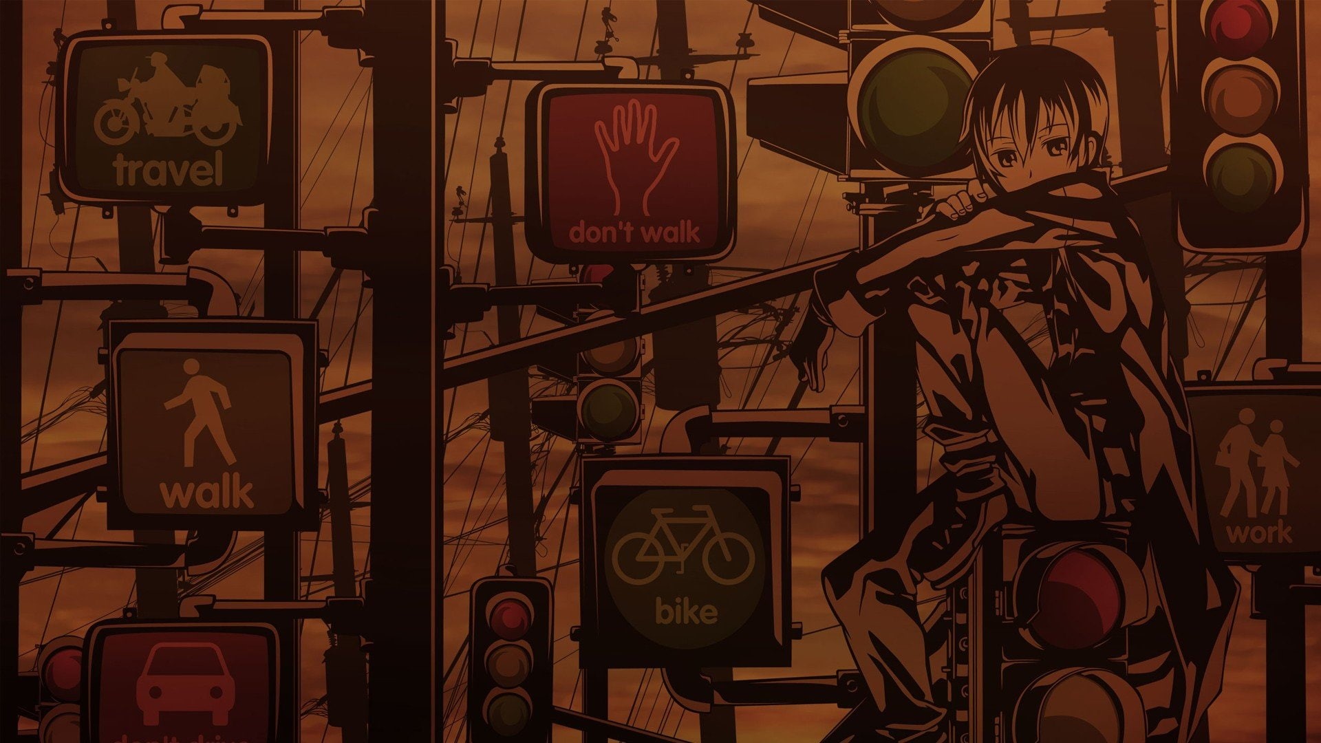 lines, lights, kino, 1080P, signs, traffic, stop, power, street, urban, tabi, HD Wallpaper