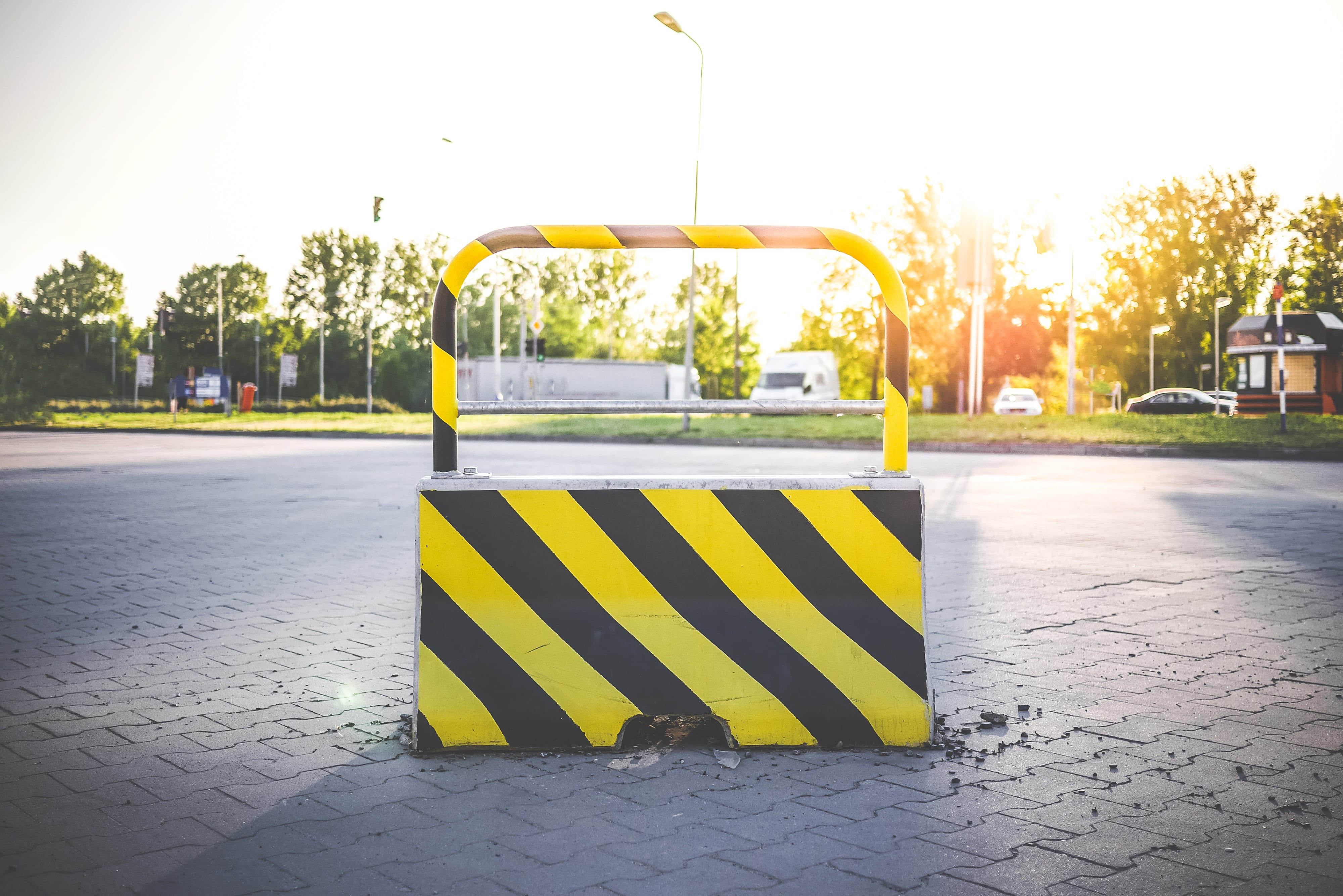 No Way, yellow, tree, sign, closed, Road, footpath, no People, Blocked, closed road, park - Man Made Space, way, striped, sidewalk, sunset, plant, 4K, HD Wallpaper