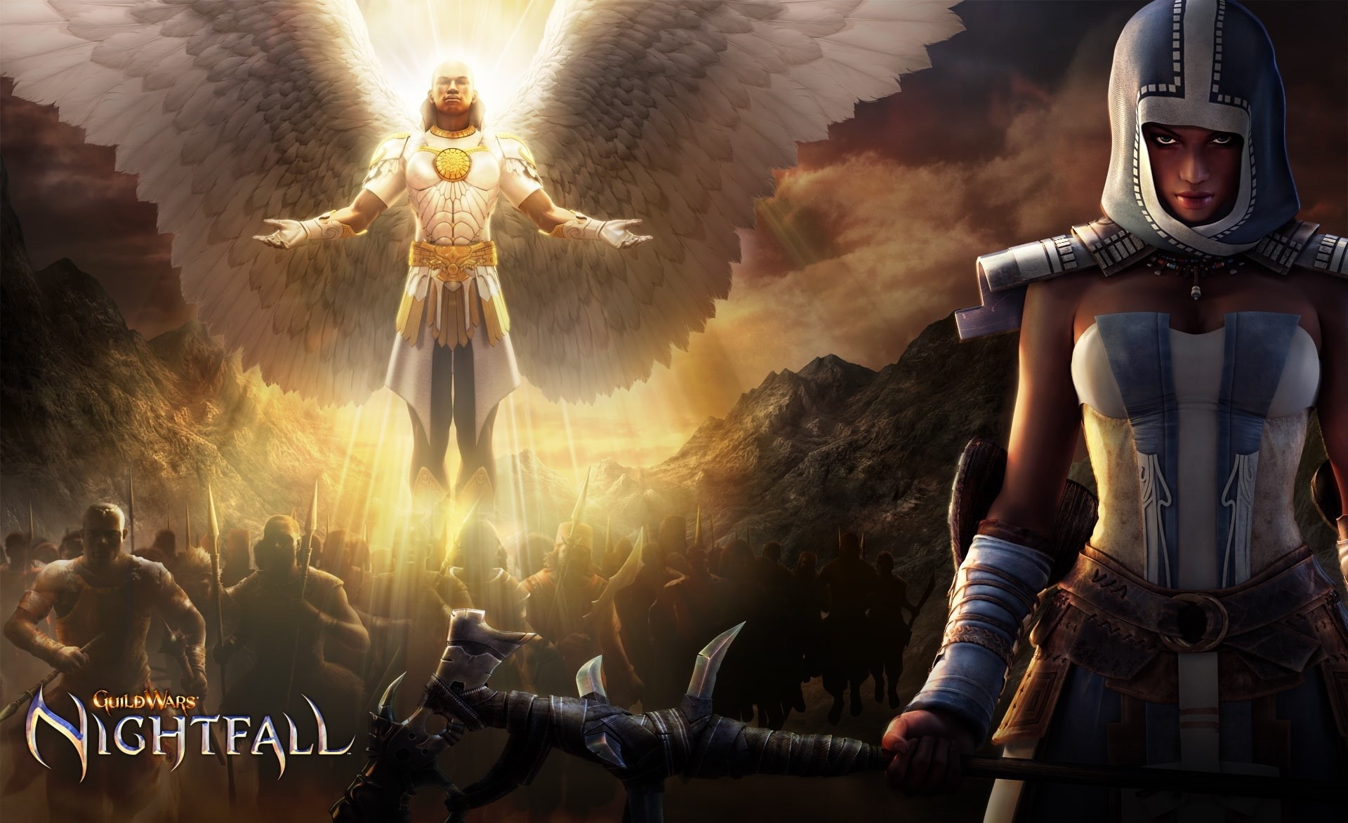 guild, motion, game, group of people, dervish, sculpture, art and craft, nature, spirituality, illuminated, human representation, Guild Wars, HD Wallpaper