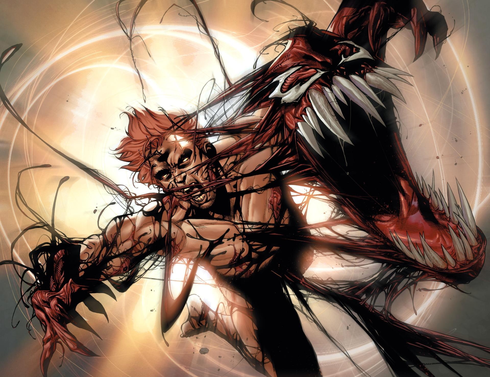 carnage, marvel comics, supervillain, marvel, illustration, comics, 1080P, art, HD Wallpaper