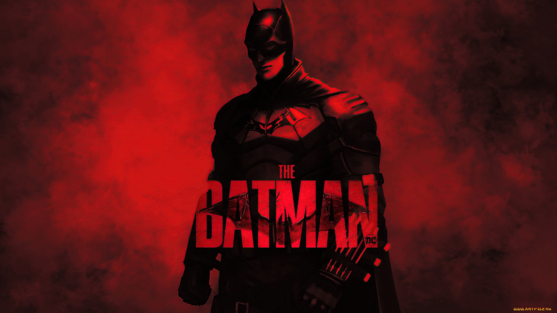 red, The Batman (2021), 1080P, red background, movies, Batman, Robert Pattinson, artwork, HD Wallpaper