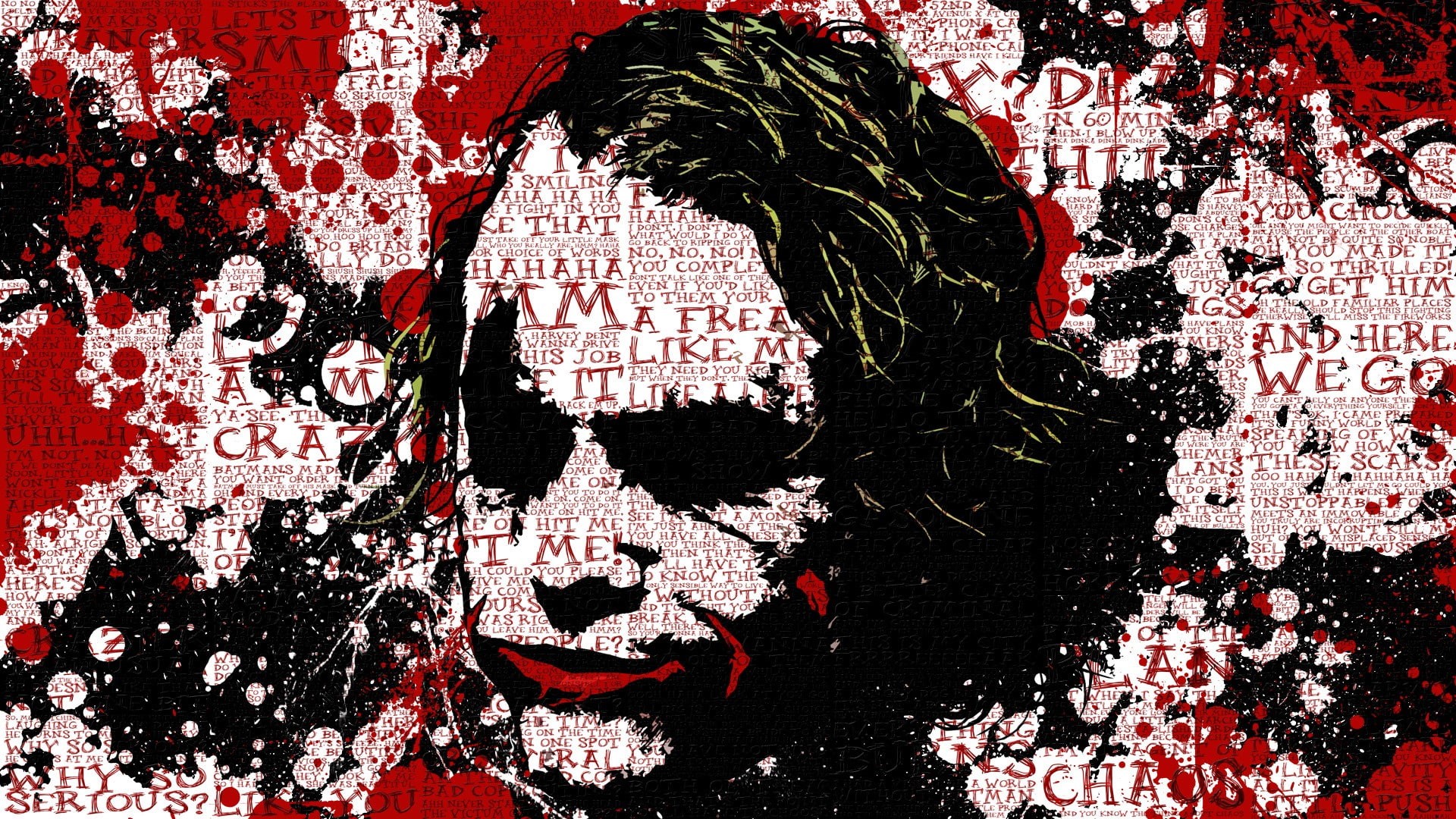Batman, movies, Joker, The Dark Knight, digital art, typography, paint splatter, 1080P, anime, HD Wallpaper