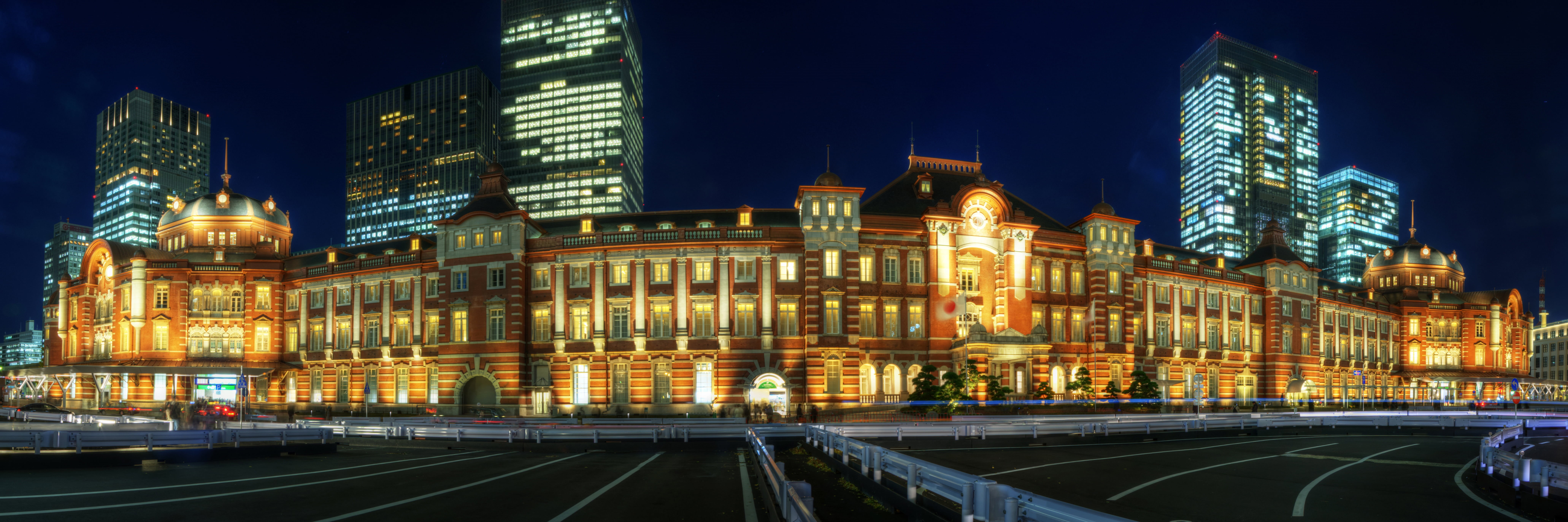 illuminated, street, building, image, パノラマ, cityscape, urban Scene, lights, architecture, road, city, built Structure, famous Place, tokyo  station, concrete, HD Wallpaper