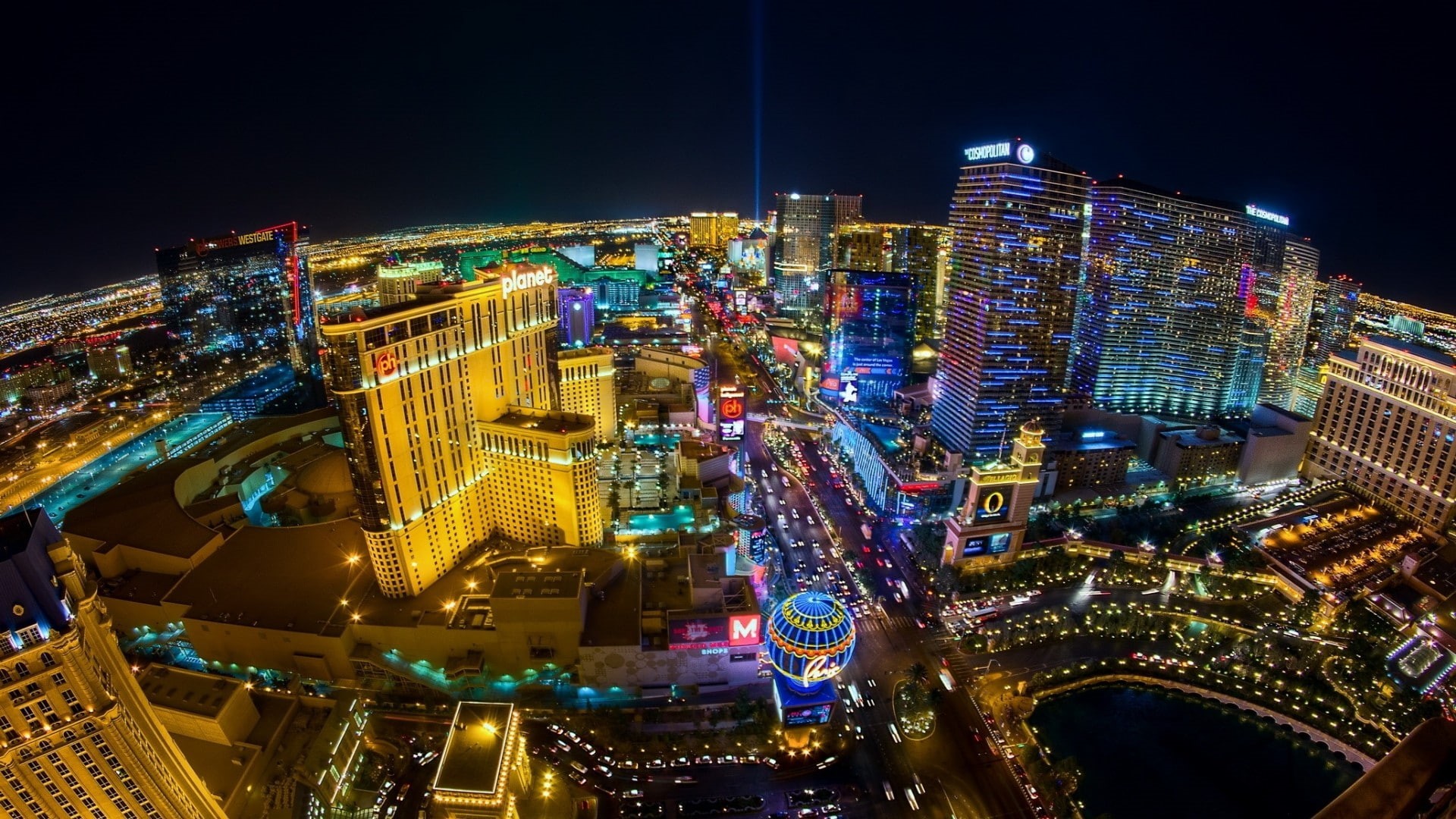 1080P, city, Las Vegas, USA, city lights, night, HD Wallpaper
