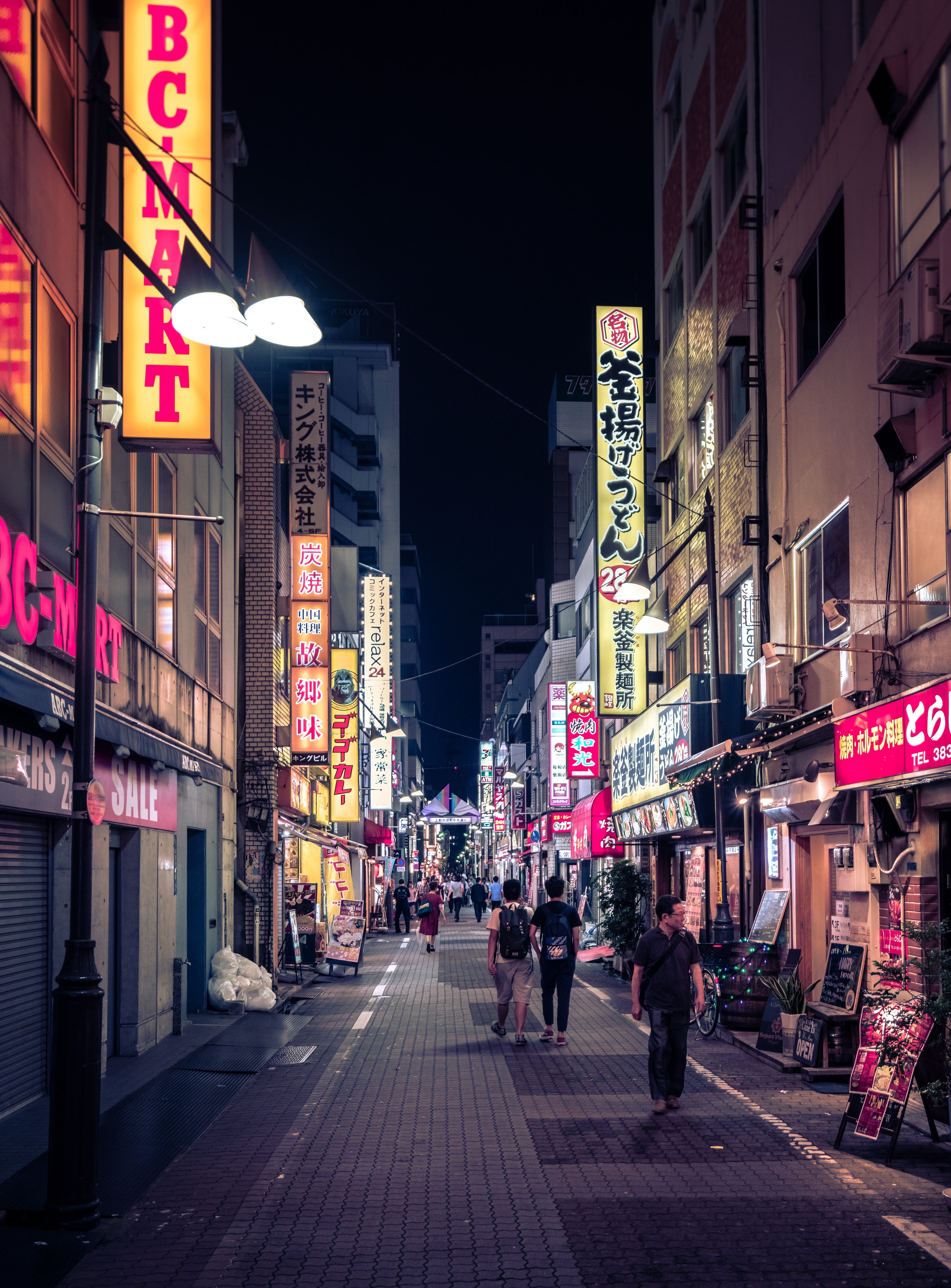 night, group of people, city, architecture, street, asia, houses, incidental people, building, building exterior, sign, japan, downtown, non-western script, Phone HD Wallpaper
