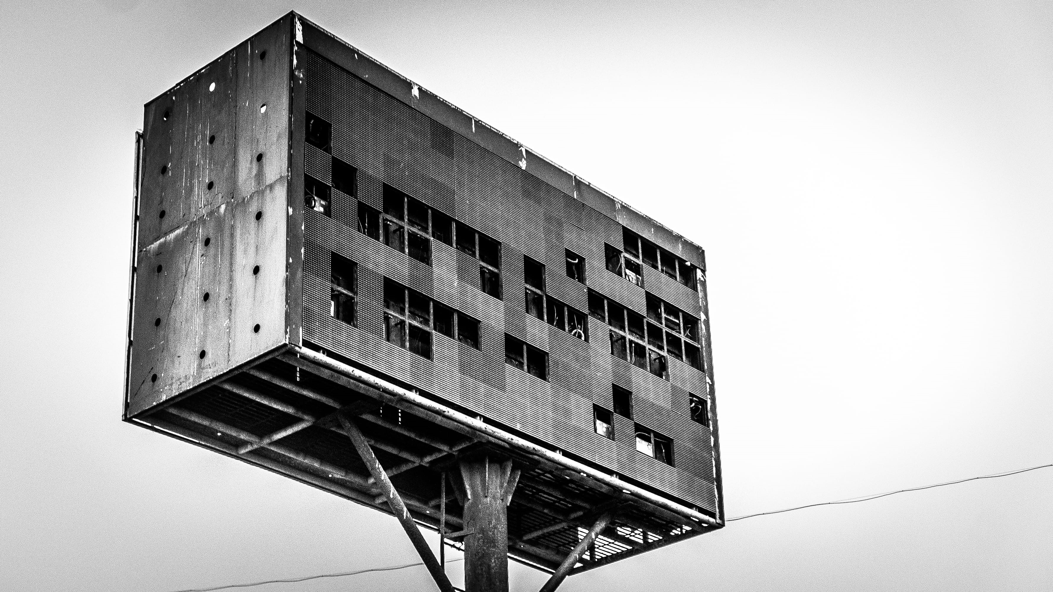 architecture, sky, window, sign, decline, building exterior, building, communication, built structure, apartment, obsolete, billboard, abandoned, nature, HD Wallpaper