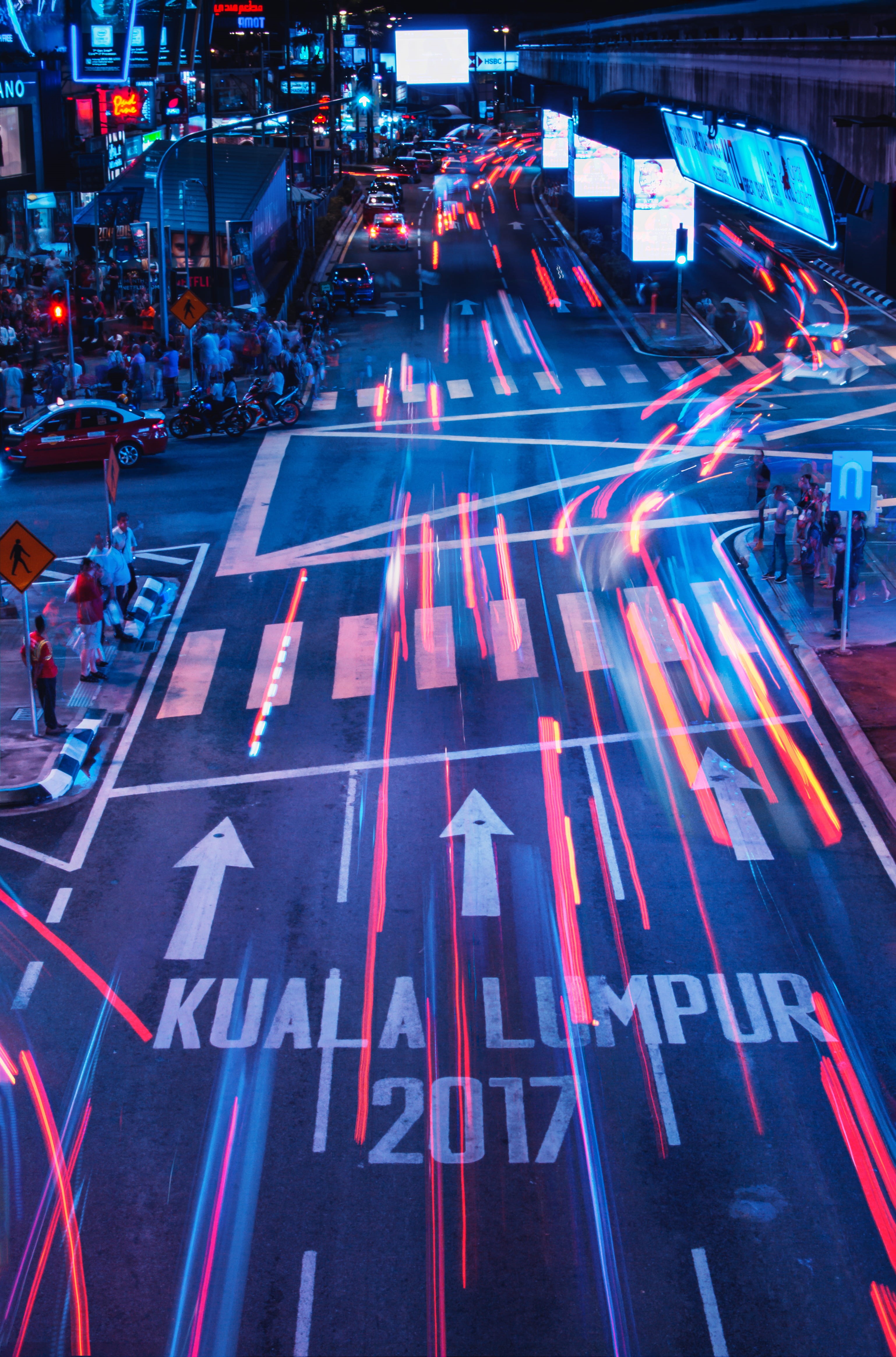 asphalt, city life, automobile, neon, urban, car, bukit bintang, sign, transportation, city, display, lumpur, people, tarmac, kuala lumpur, building exterior, Phone HD Wallpaper