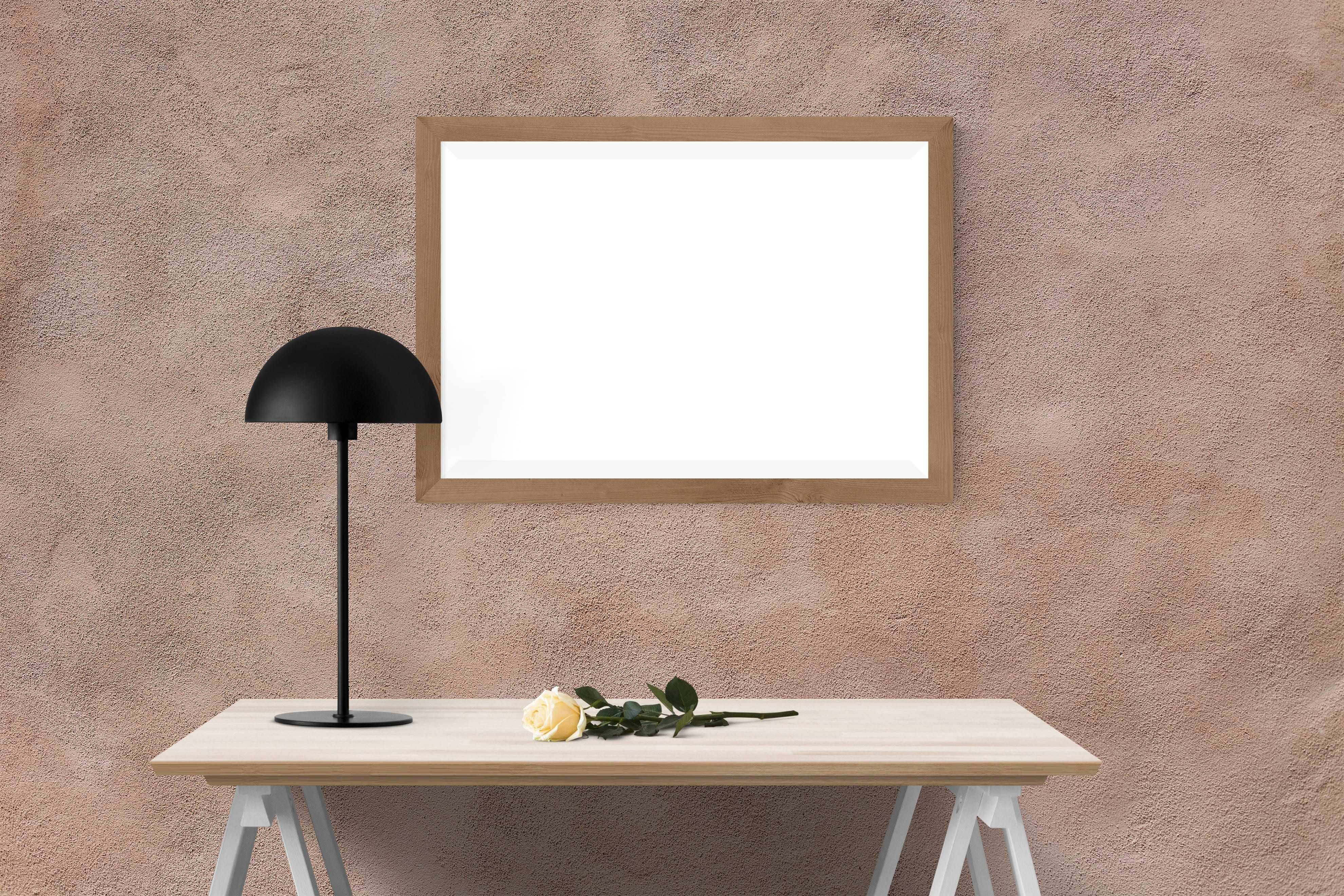 black, mock, picture frame, absence, vase, freshness, interior, table, indoors, lighting equipment, 4K, wooden, canvas, decoration, realistic, home interior, HD Wallpaper