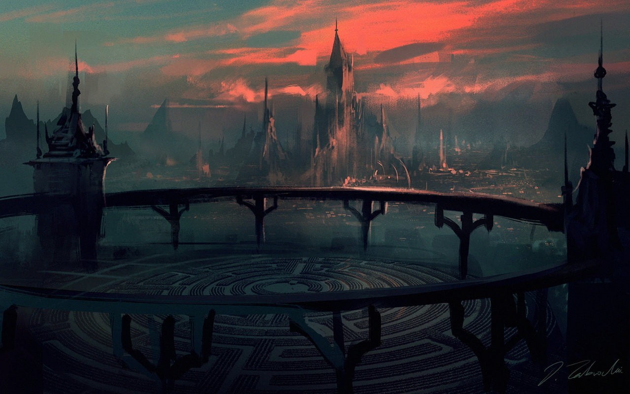 empty, sunset, seat, absence, reflection, Darek Zabrocki, fantasy art, wood - material, nature, built structure, 720P, water, lake, sky, indoors, architecture, HD Wallpaper