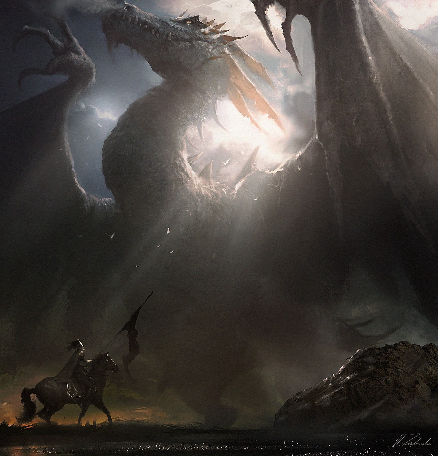 fantasy art, dragon, 720P, Darek Zabrocki, Phone HD Wallpaper