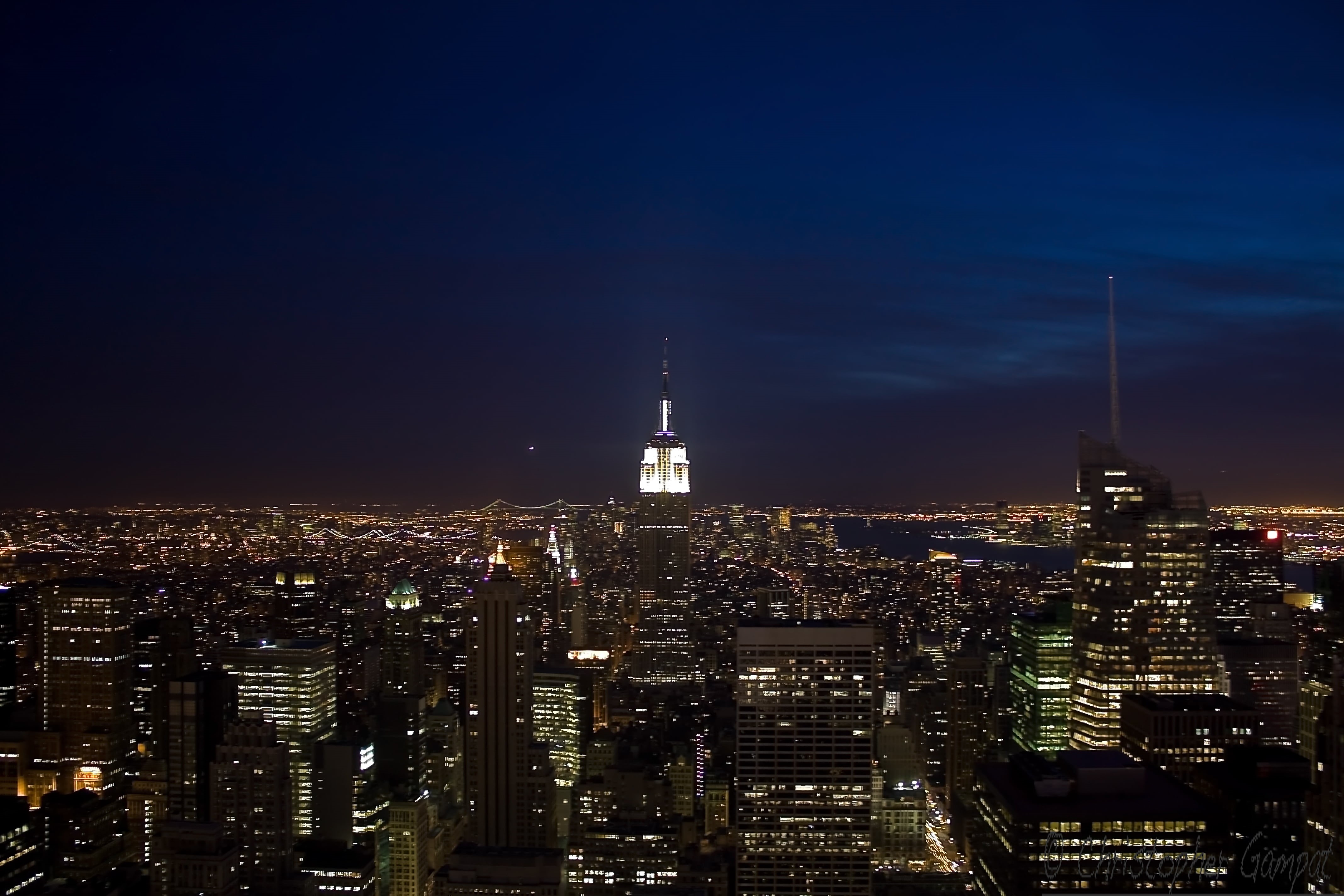 new York State, built Structure, view, downtown District, architecture, aerial, uSA, aerial View, Canon, cityscape, night time, Center, empire, time, famous Place, HD Wallpaper