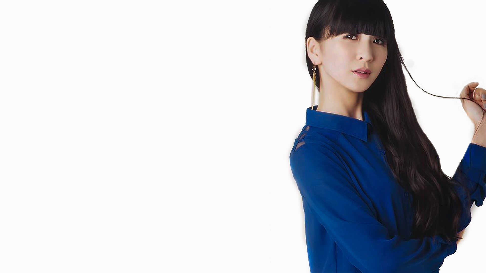 blue, hairstyle, 1080P, hair, standing, copy space, Nocchi, adult, portrait, clothing, one person, Achan, beauty, beautiful woman, long hair, lifestyles, HD Wallpaper