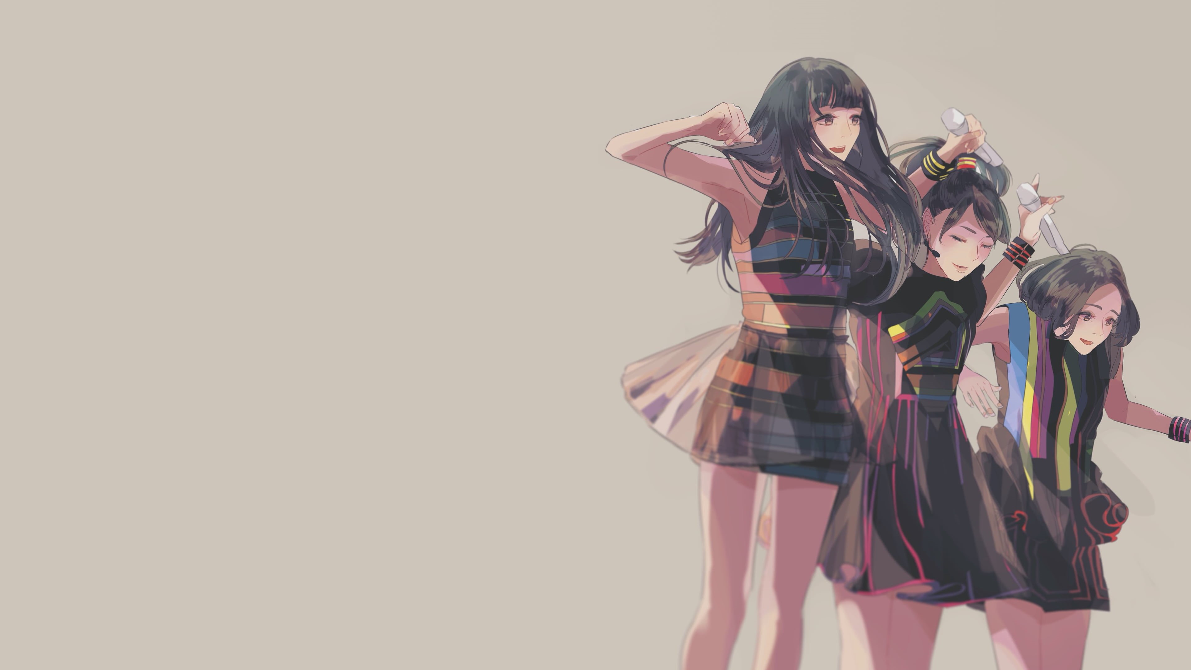 adult, A-chan, young women, three, three quarter length, lifestyles, J-pop, girl, leisure activity, women, teenager, simple background, indoors, anime, HD Wallpaper