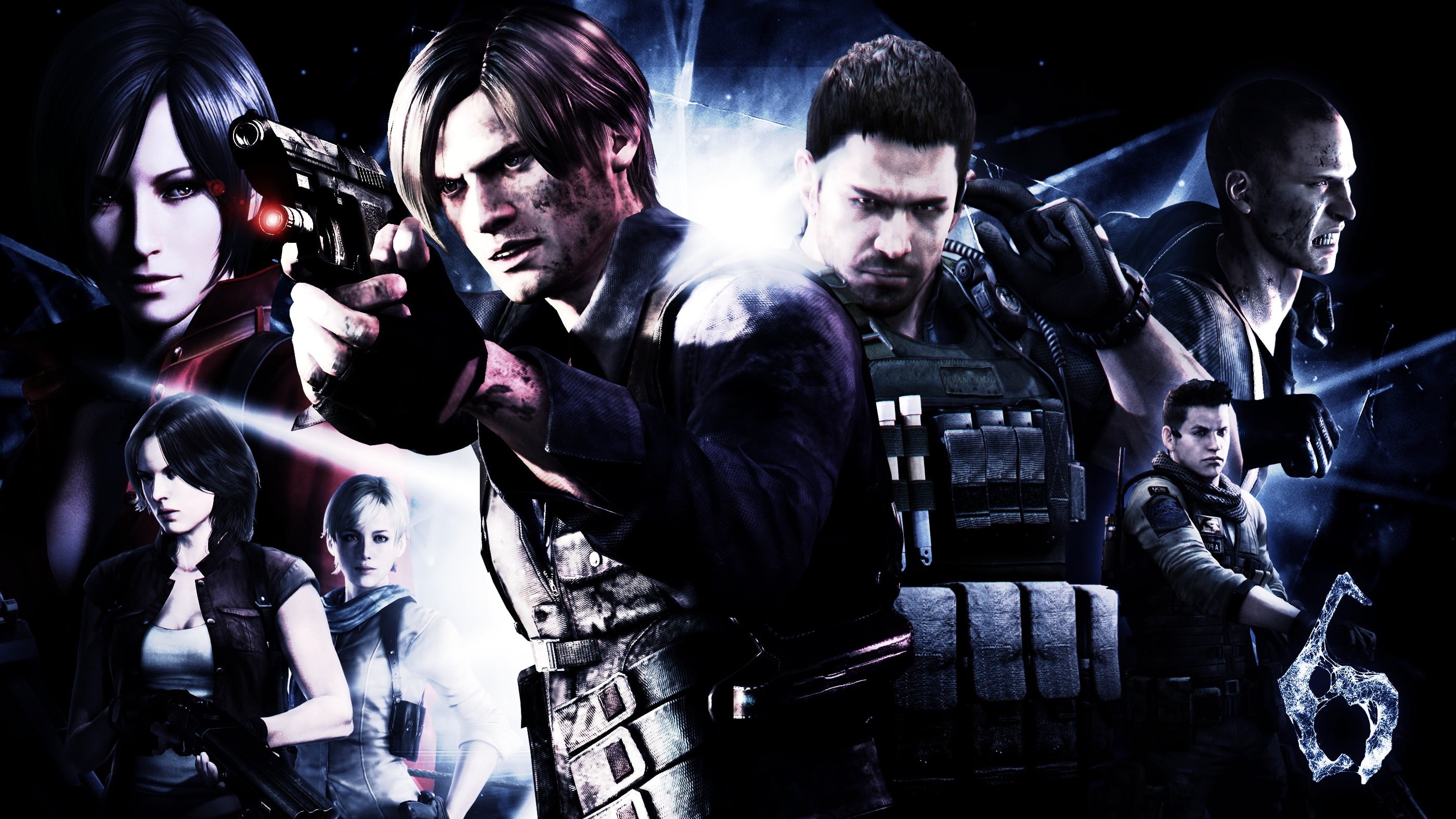 looking At Camera, application, Chris Redfield, aggression, biohazard 6, 2K, men, people, males, night, dark, beautiful, Sherry Birkin, horror, digital composite, HD Wallpaper
