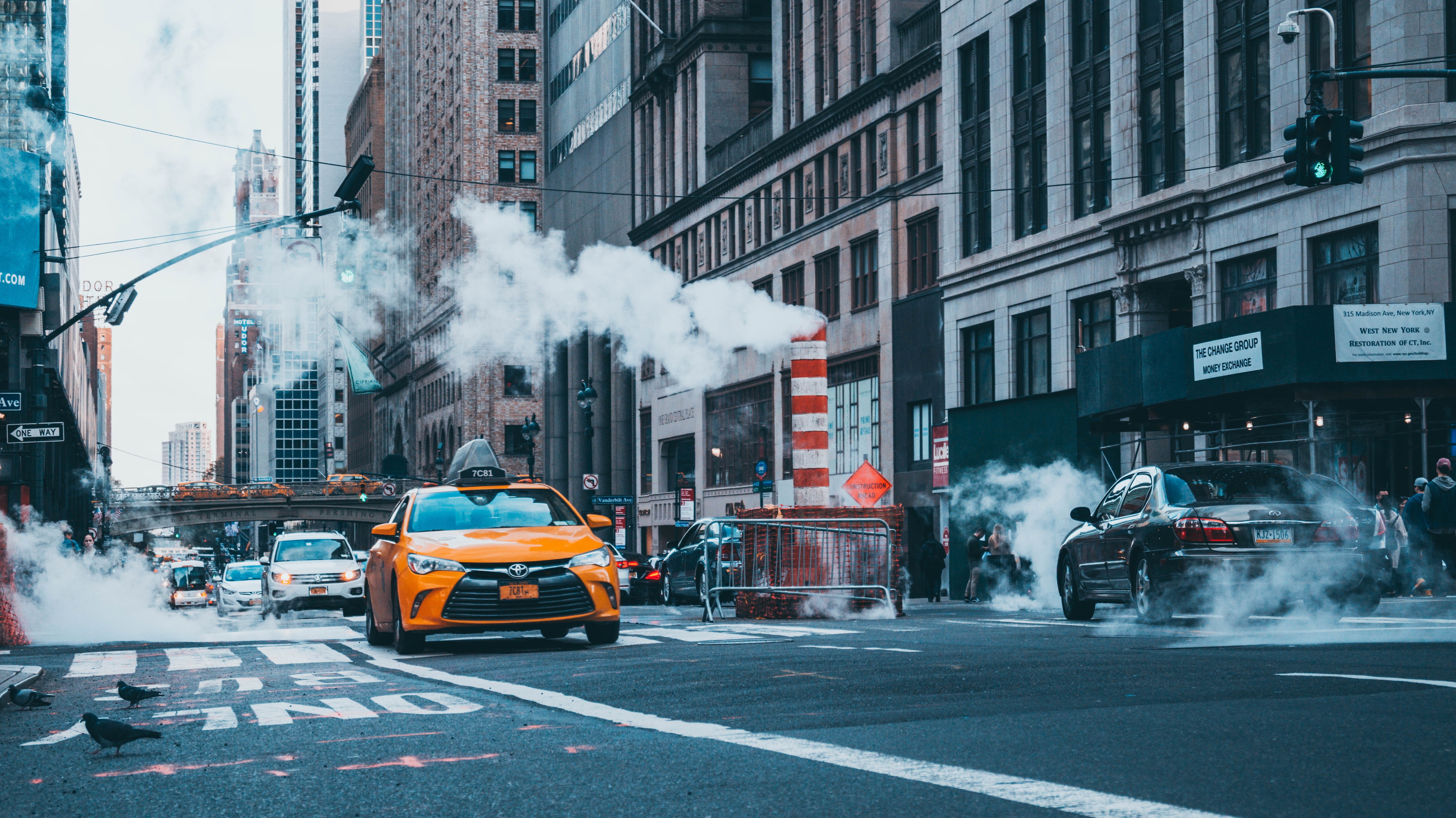 car, taxi, 5K, smoke, city, New York City, street, HD Wallpaper