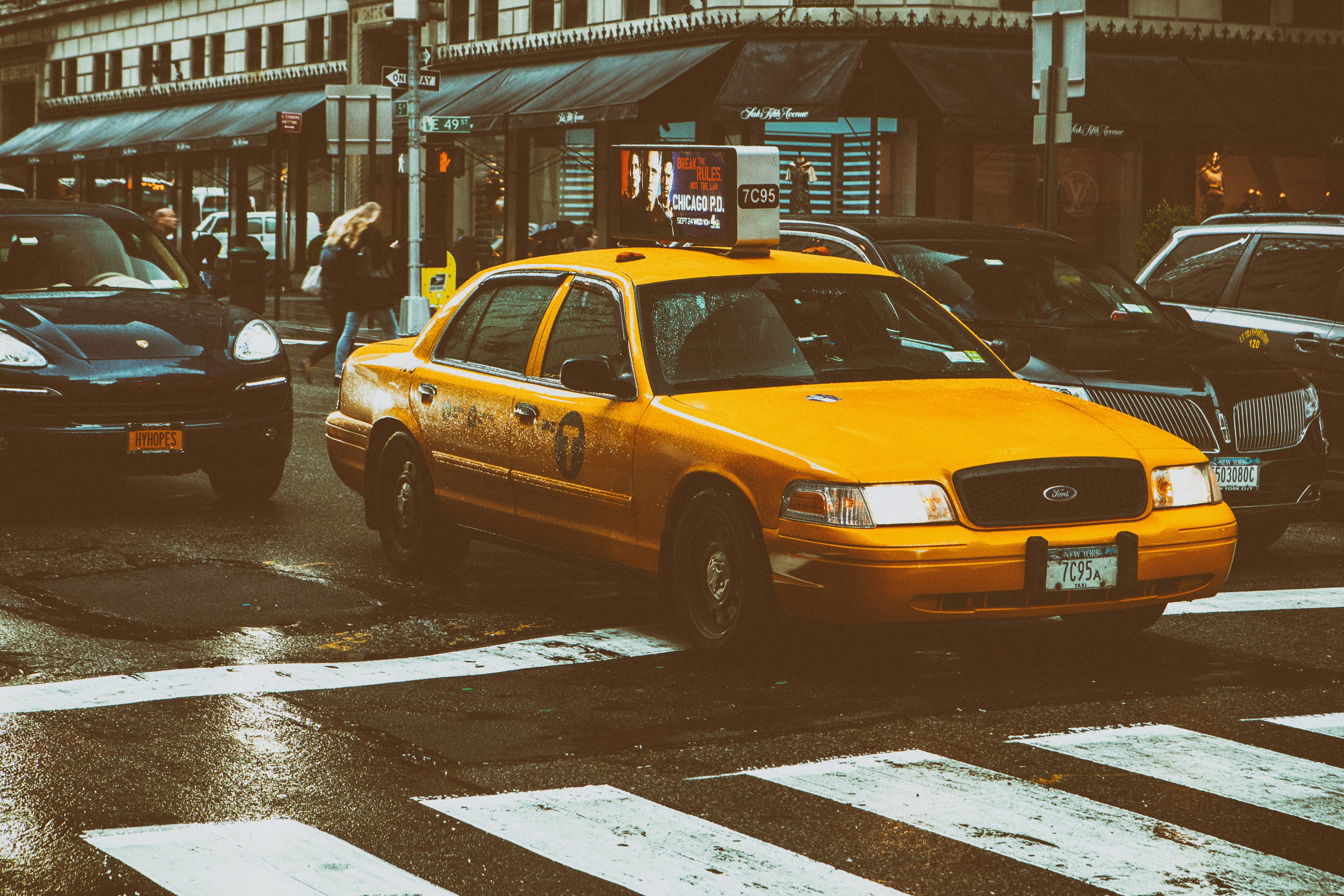 color Image, yellow, times Square - Manhattan, architecture, road, rain, transportation, urban Scene, travel, urban, city Life, york, no people, built structure, HD Wallpaper