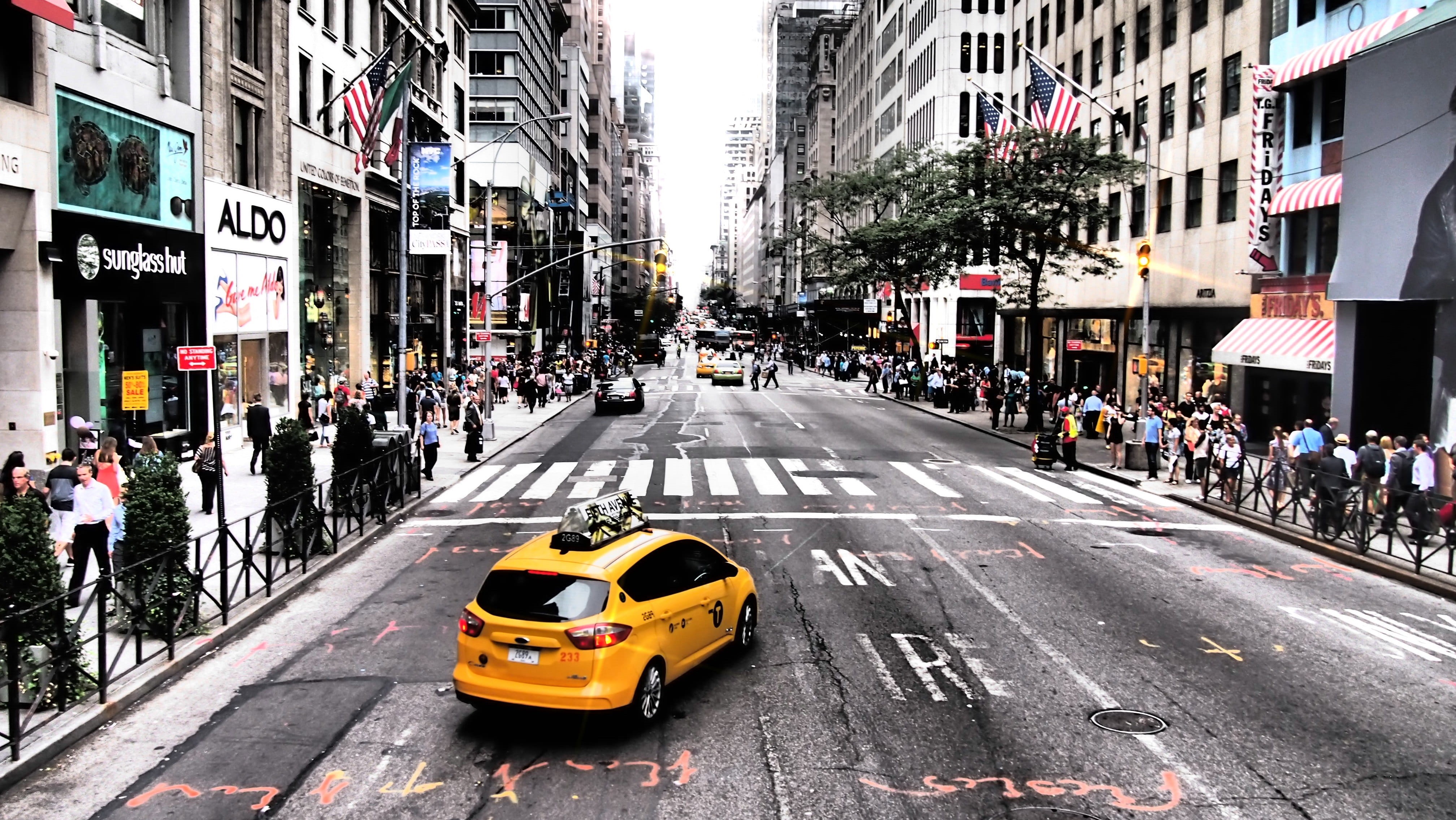 billboard, uSA, traffic, urban Scene, rise, city, auto, new York State, rush Hour, color Image, road, diminishing perspective, photo, outdoors, high-rise buildings, HD Wallpaper