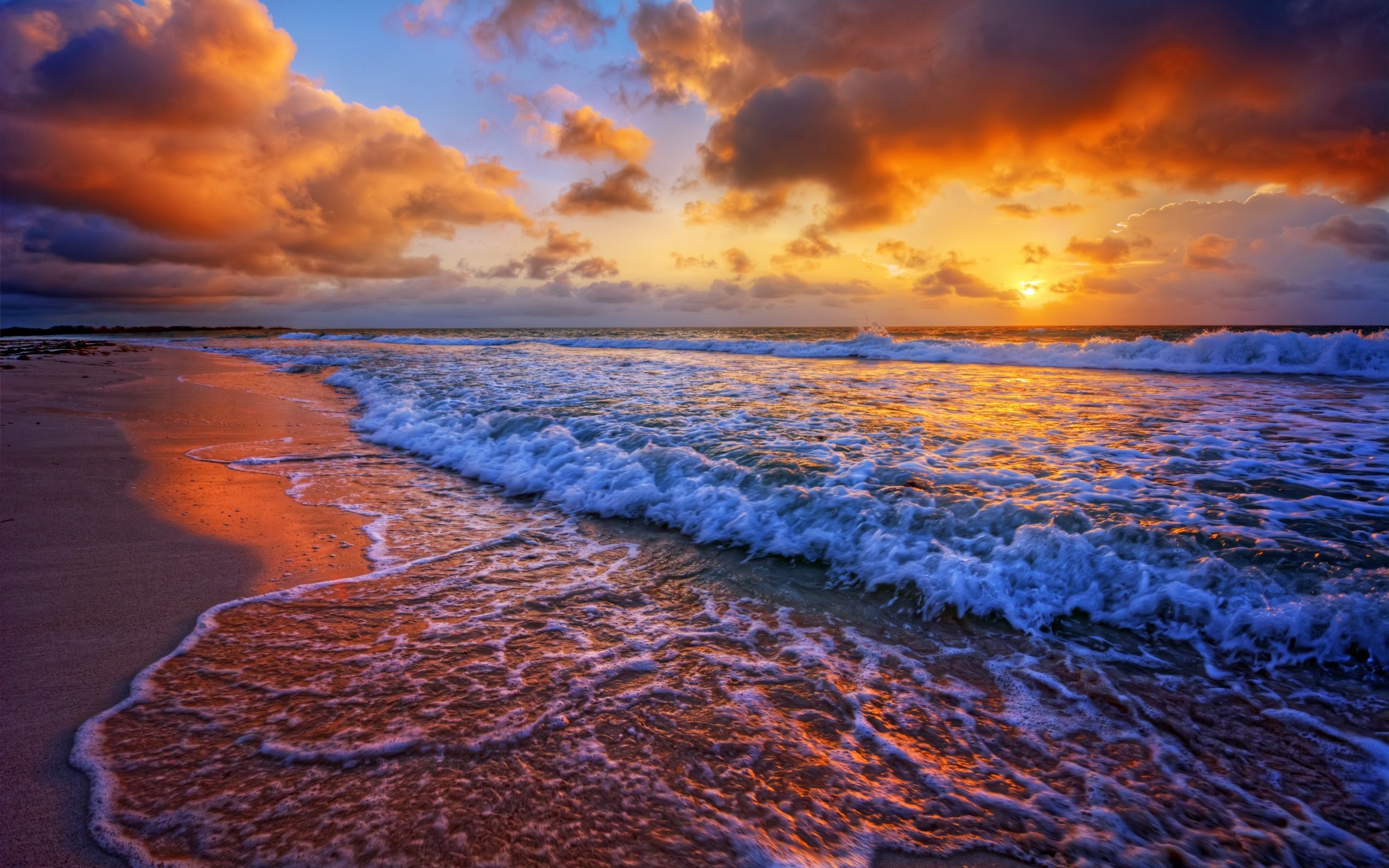 Surf, Waves, Coast, Sunset, 2K, Sea, Clouds, HD Wallpaper