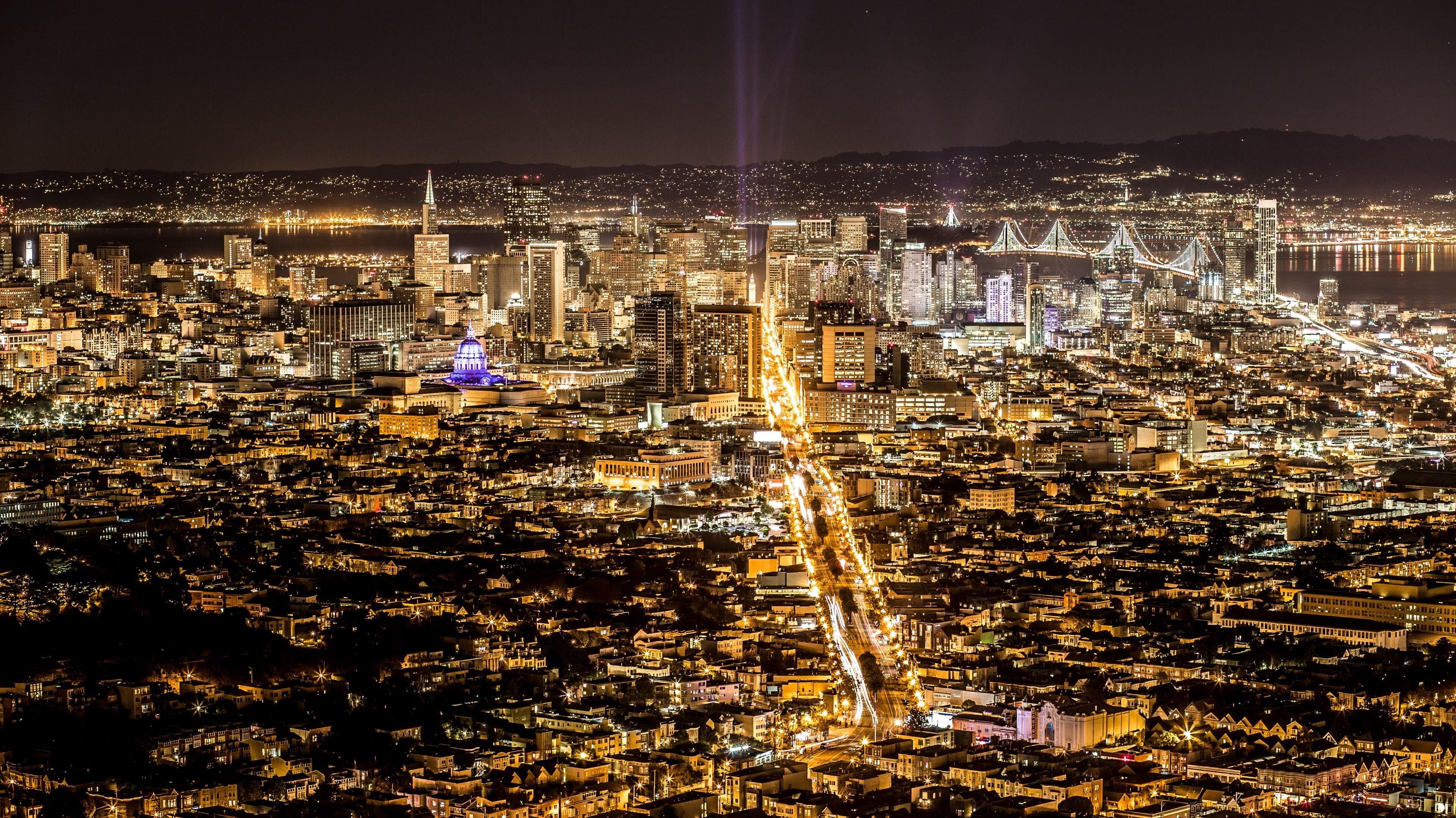 residential district, usa, architecture, skyline, night, nightlife, panorama, metropolitan area, crowd, downtown, sky, metropolis, united states, city, HD Wallpaper